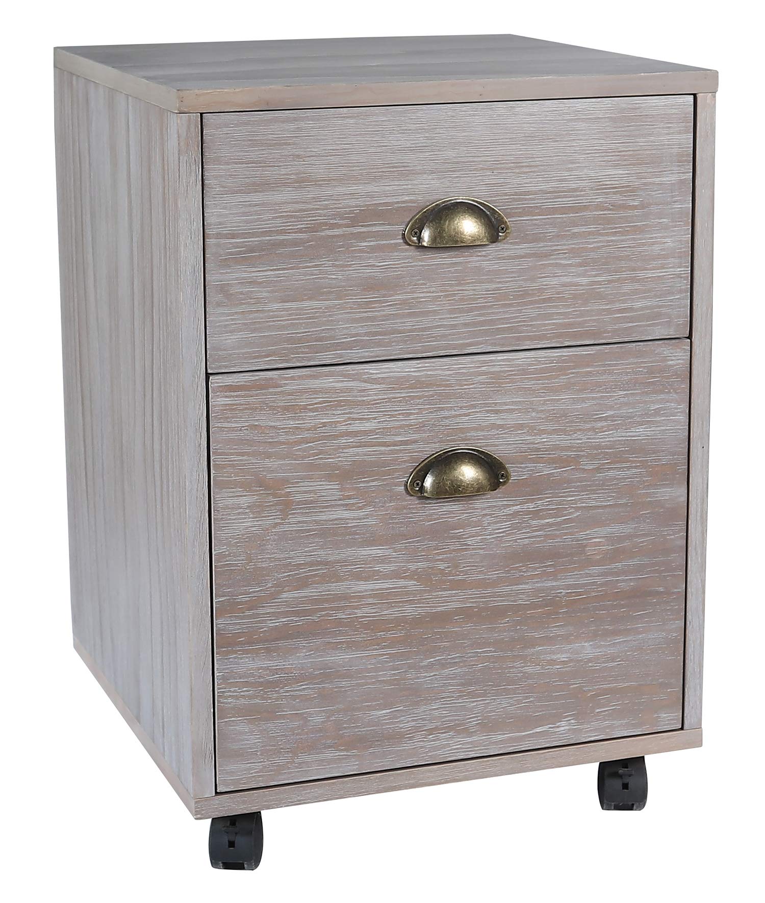 Amazon Brand – Stone & Beam 2-Drawer Rolling File Cabinet, 15.8"W, Weathered Gray Finish
