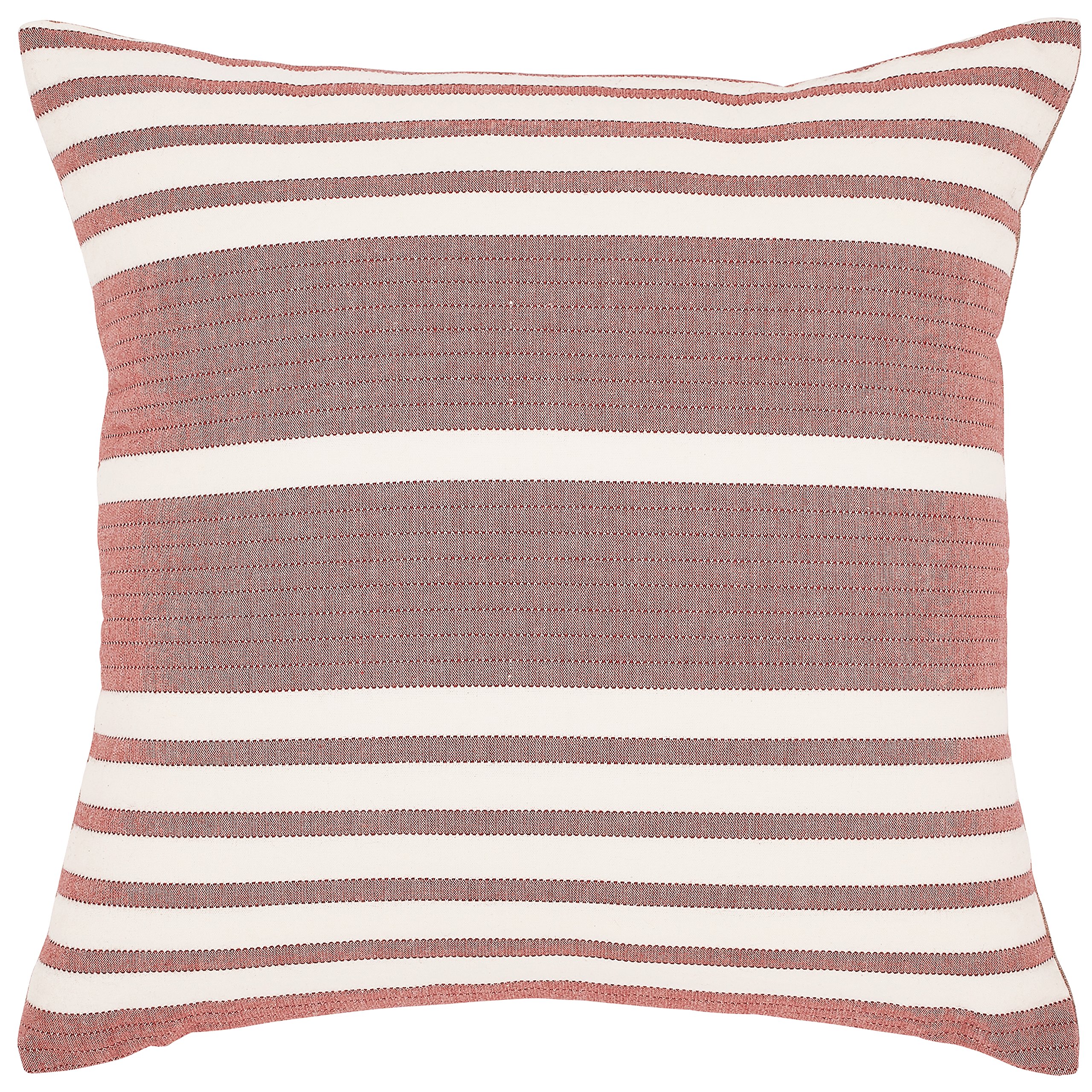 Amazon Brand – Stone & Beam Casual Striped Decorative Throw Pillow, 17" x 17", Brick Red