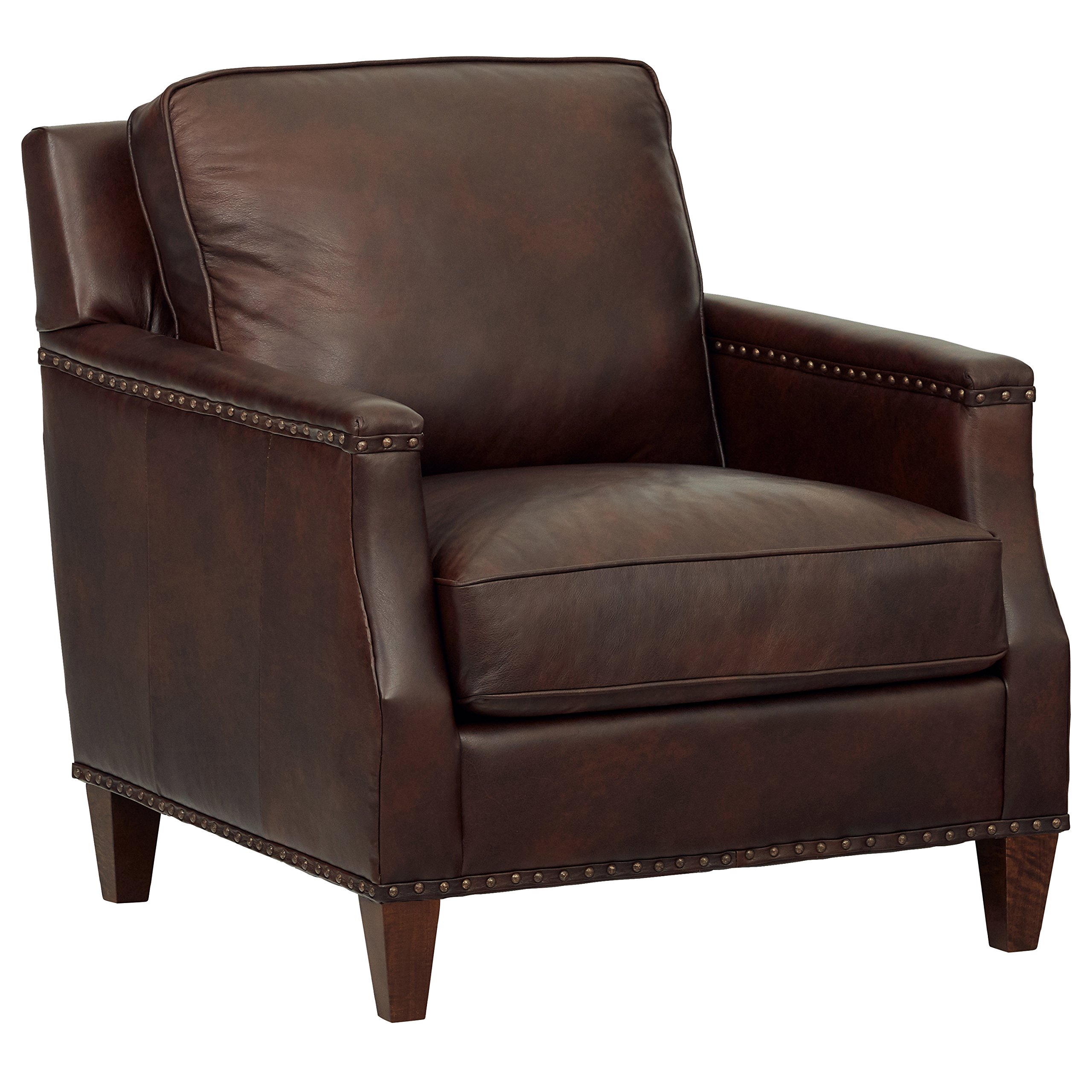 Amazon Brand – Stone & Beam Marin Leather Studded Chair, 33"W, Driftwood