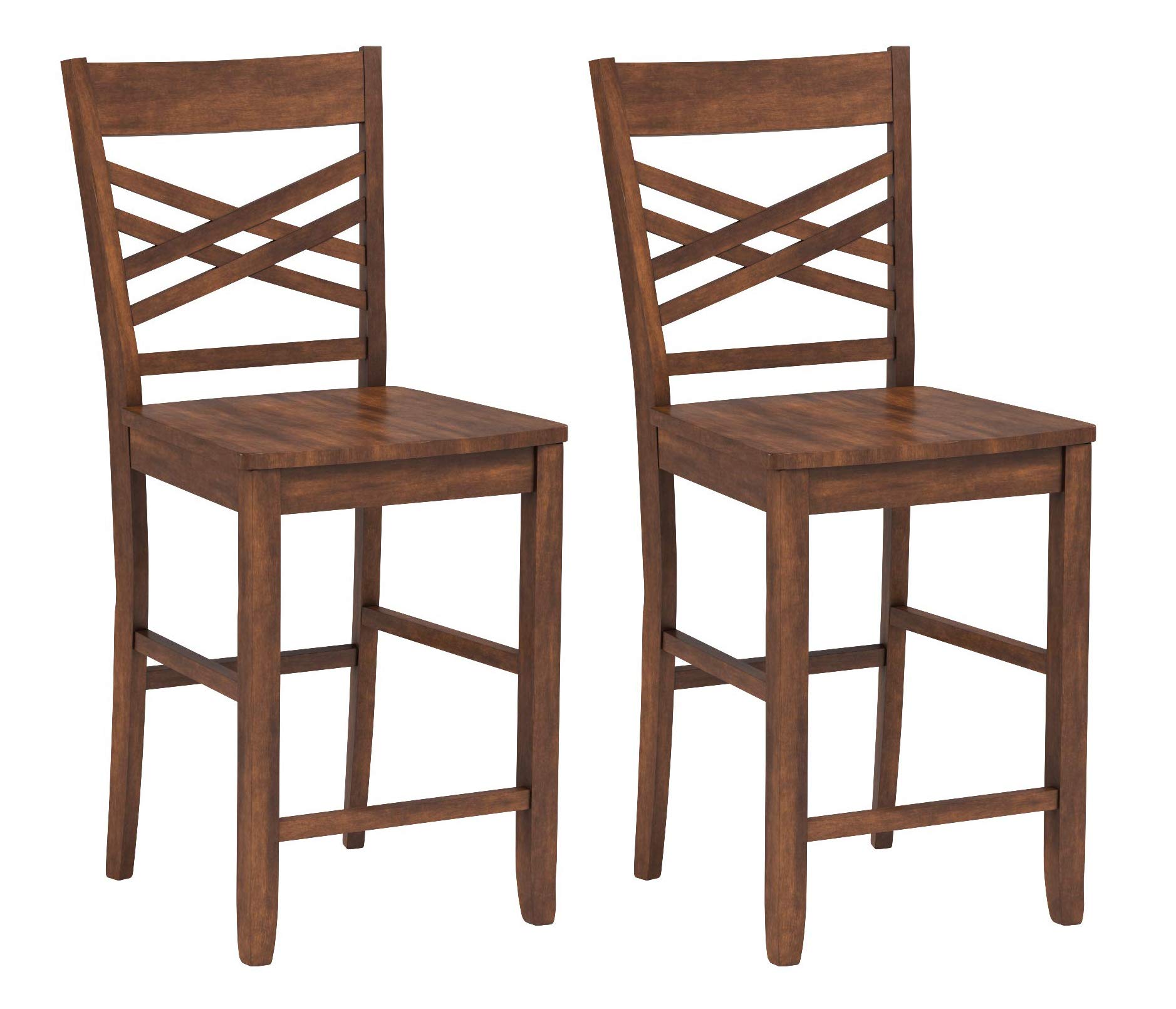 Ravenna Home Luna Rustic Wood Stool, 2-Pack