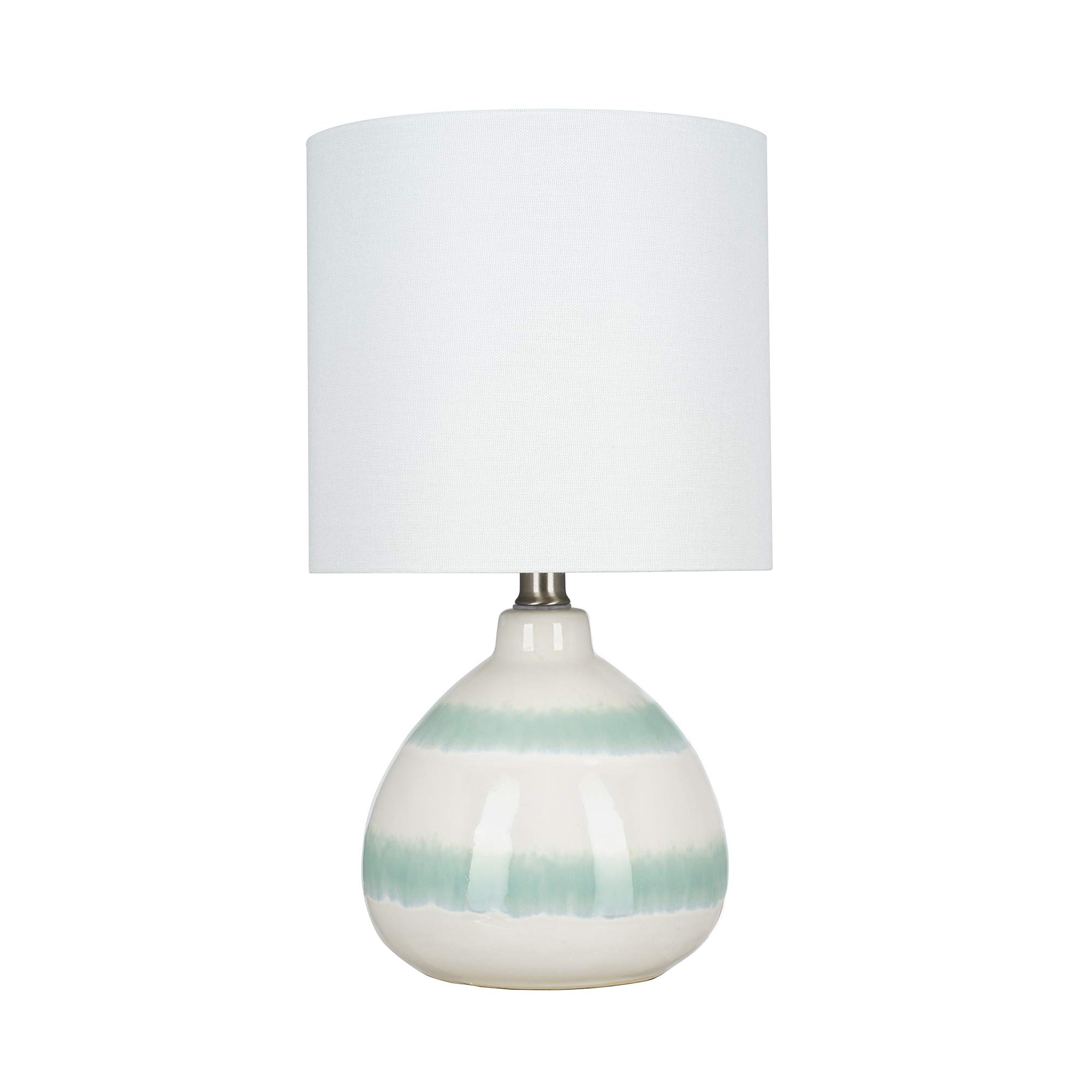 Amazon Brand – Stone & Beam Table Lamp, 16"H, White and Green Stripe