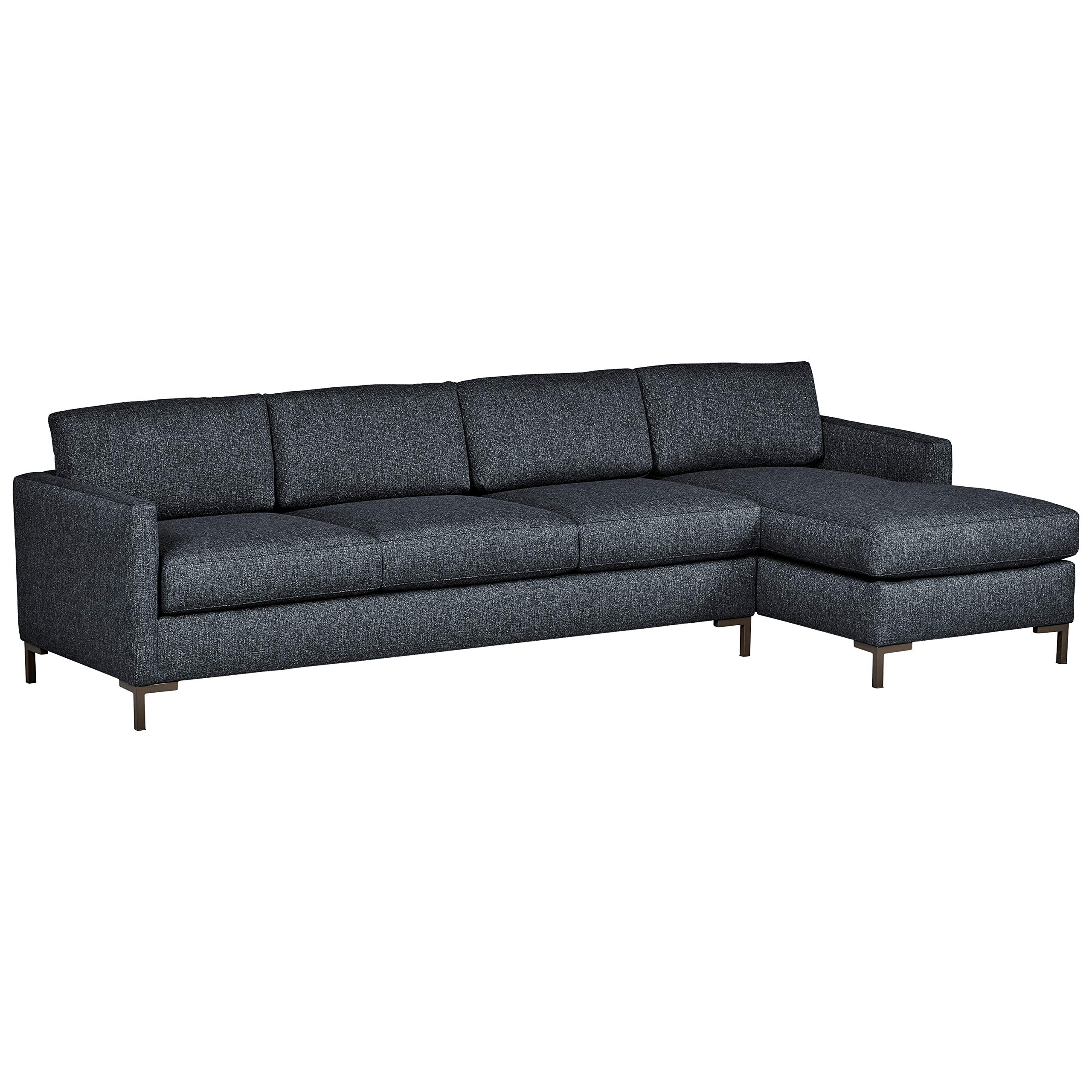 Amazon Brand – Rivet Edgewest Low Back Modern Right Chaise Sofa Sectional, 115"W, Blue