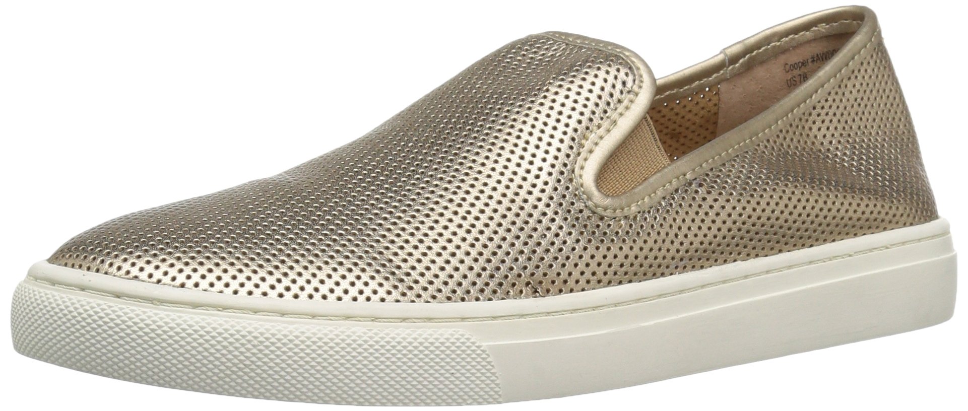 206 Collective Amazon Brand Women's Cooper Perforated Slip-on Fashion Sneaker, Rose Gold/Metallic, 7 B US