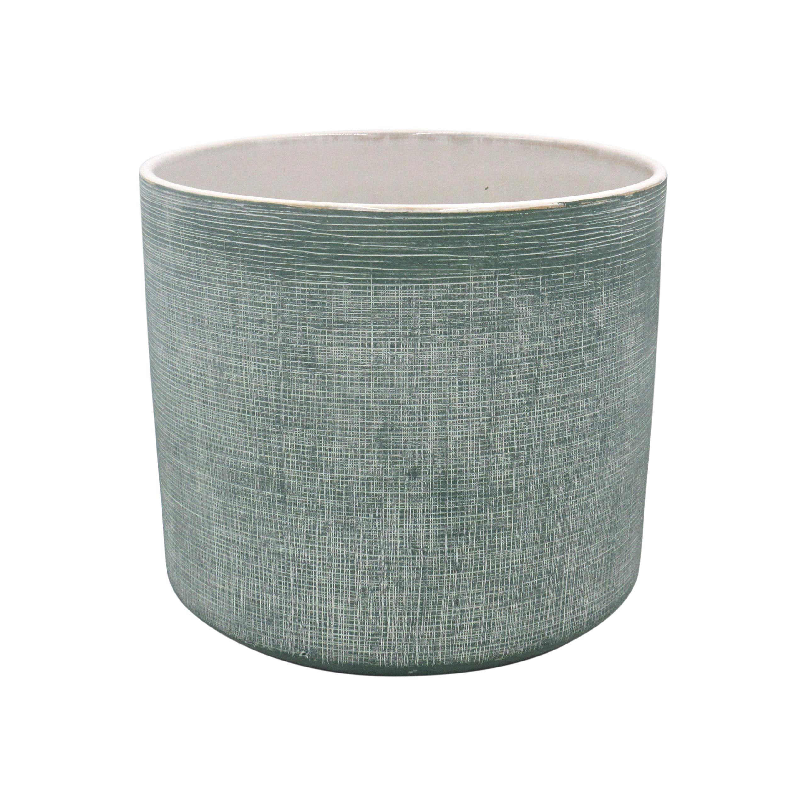 Amazon Brand – Stone & Beam Mid-Century 100% Stoneware Planter, 7.87"H, Distressed Green