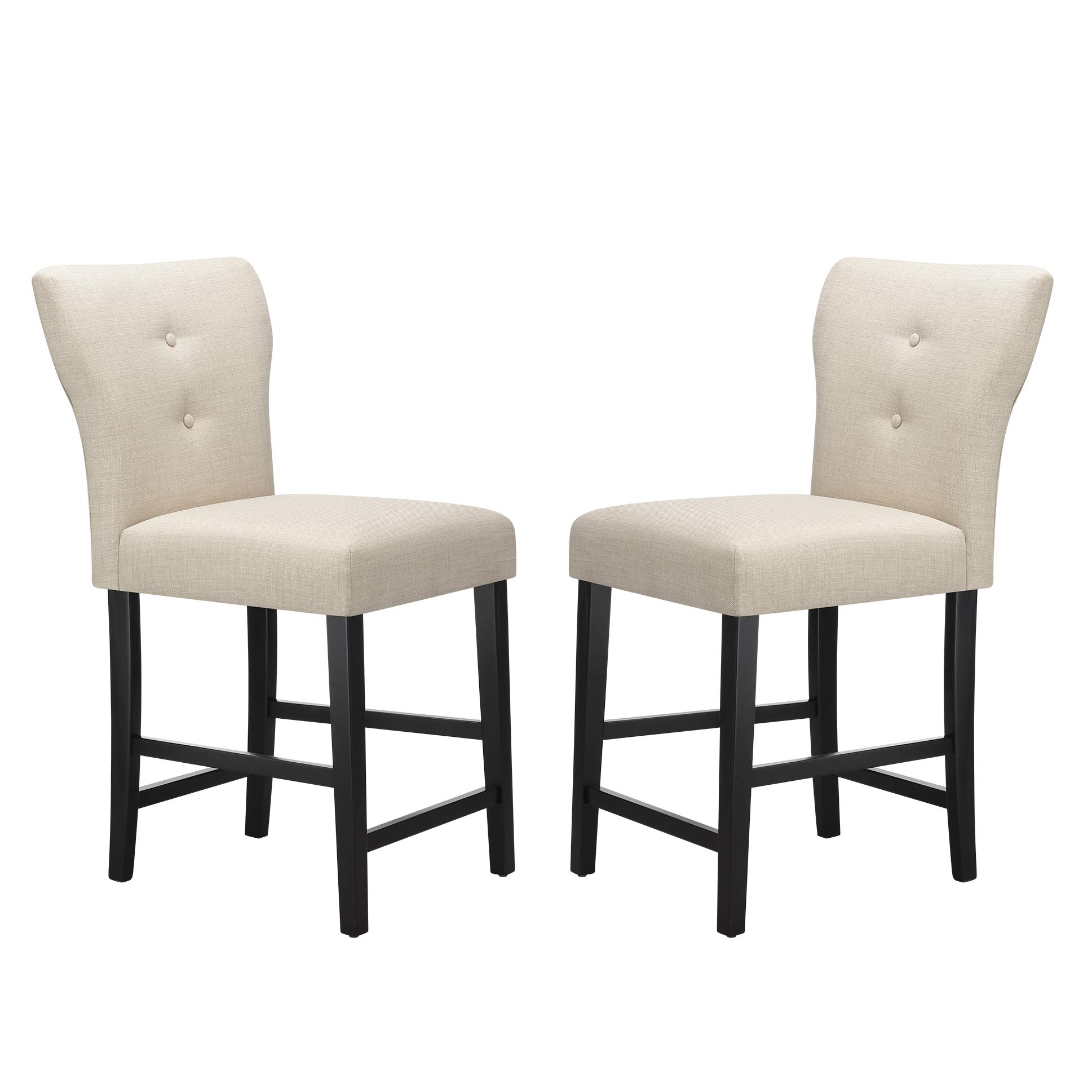 Amazon Brand – Ravenna Home Modern Counter Stool with Back, 38.25 Inch Height, Beige, Set of 2