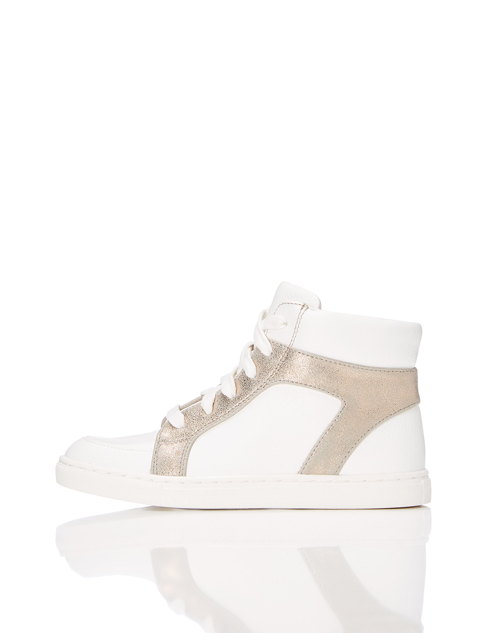 Red Wagon Girls' Lace Up Metallic Hi-Top Trainers, White, US-0 / Asia Size s