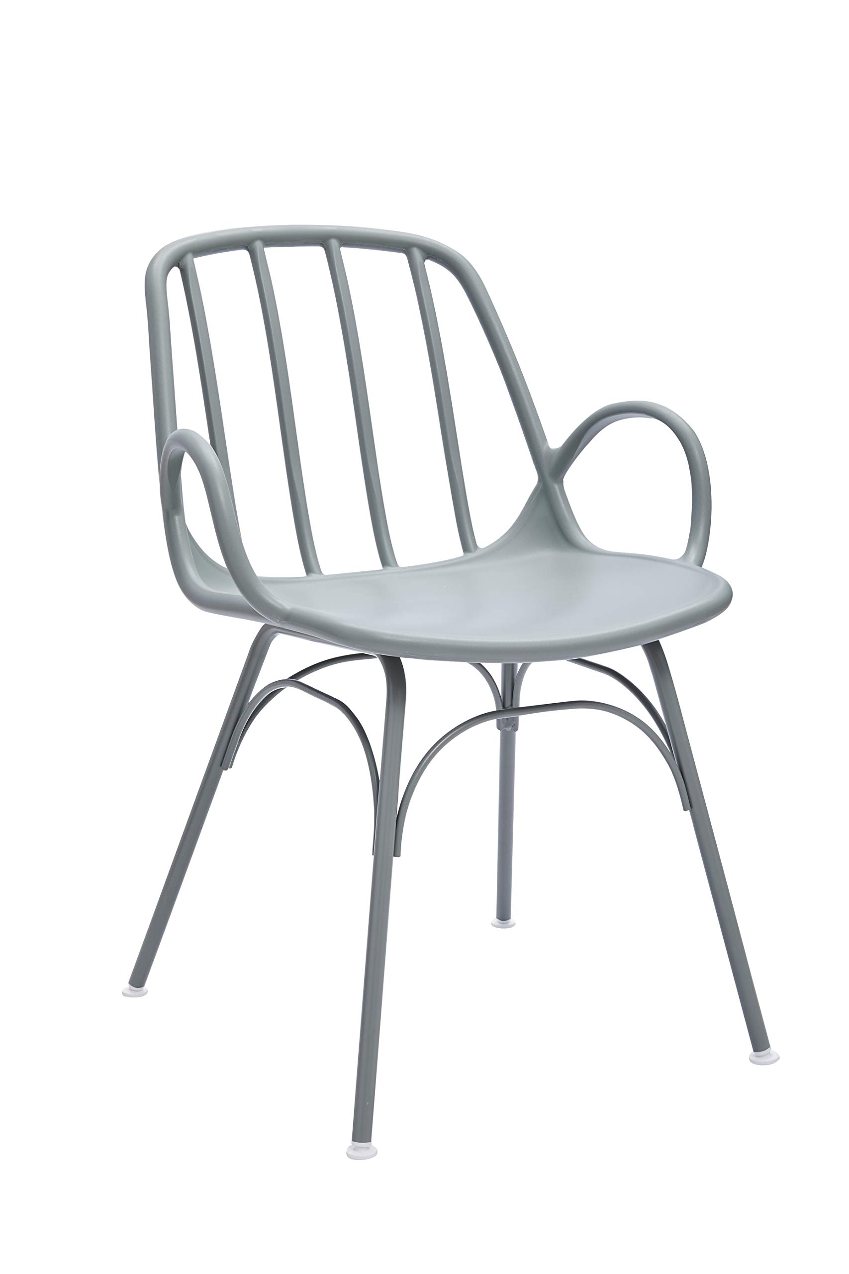 Rivet Nova Modern Slotted-Back Plastic Dining Chair, 32" H, Moss Grey