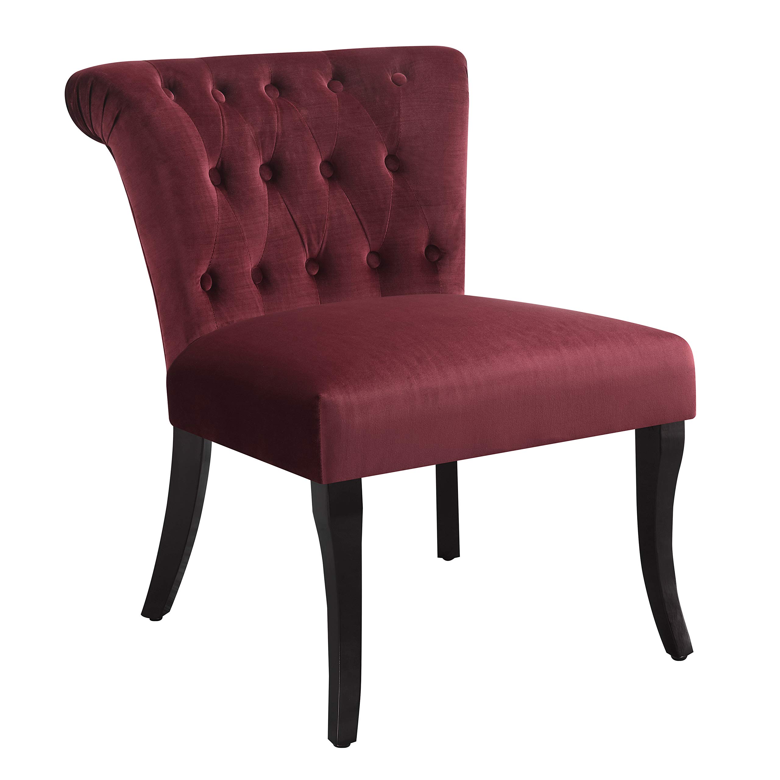 Amazon Brand – Ravenna Home Tufted Armless English Roll Traditional Accent Chair, 26.8"W, Merlot Red