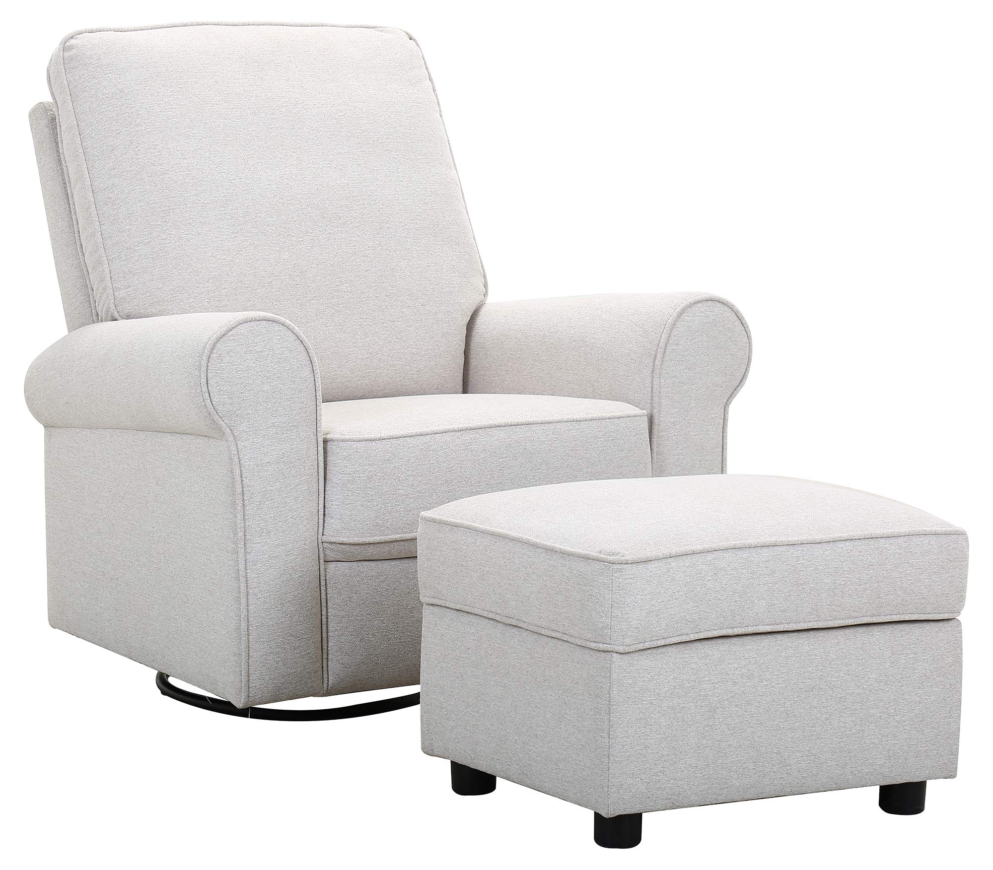 Amazon Brand – Ravenna Home Classic Swivel Recliner with Storage Ottoman, 35"W, Cream
