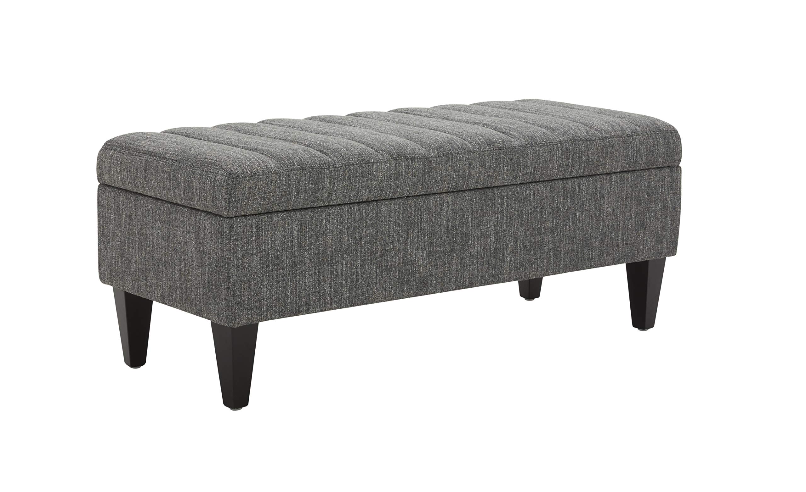Amazon Brand – Rivet Maple Channel Tufted Upholstered Storage Ottoman with a Soft-Close Hinge, 45.3"W, Dark Grey