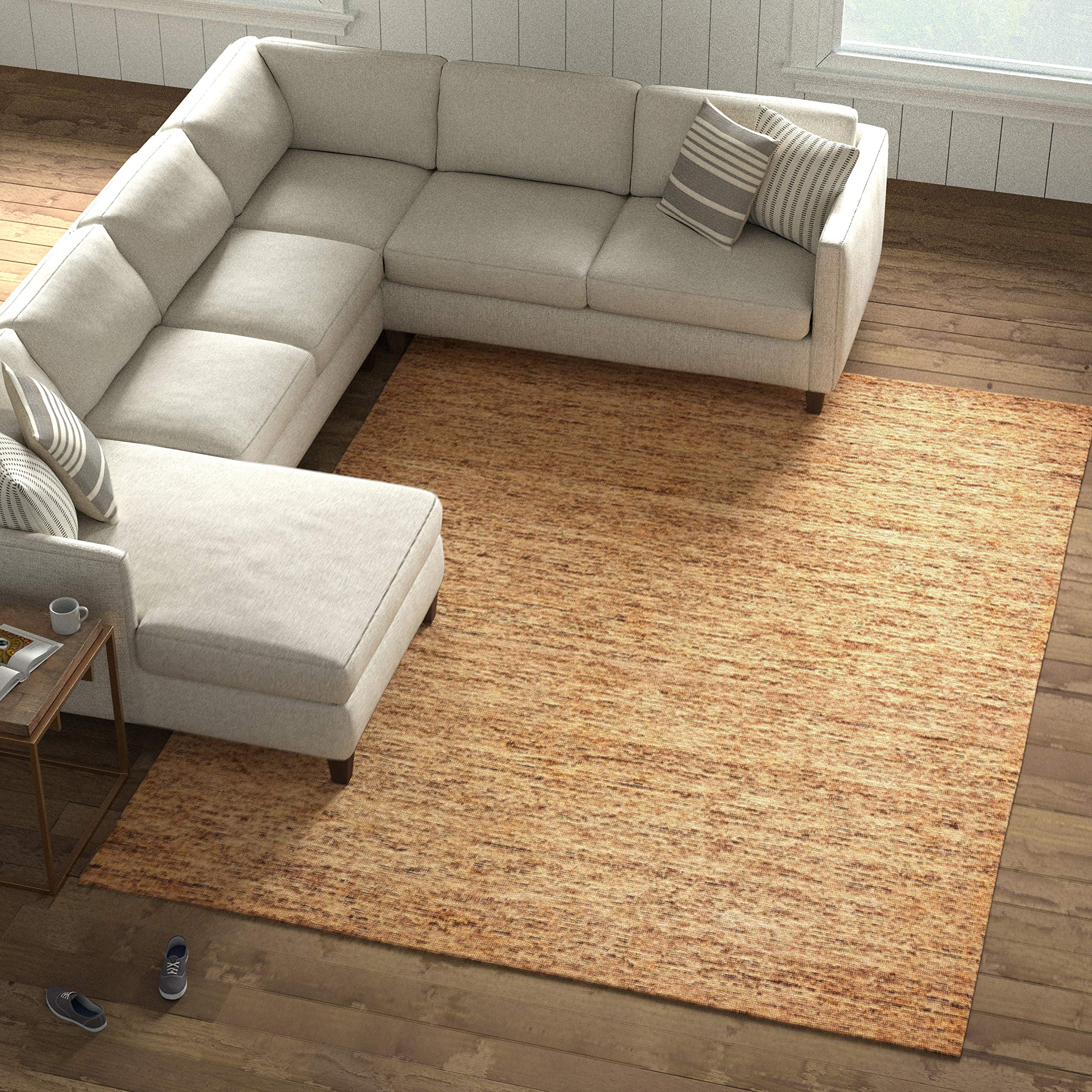 Amazon Brand – Stone & Beam Contemporary Speckle Wool Rug, 8' x 10'6", Copper