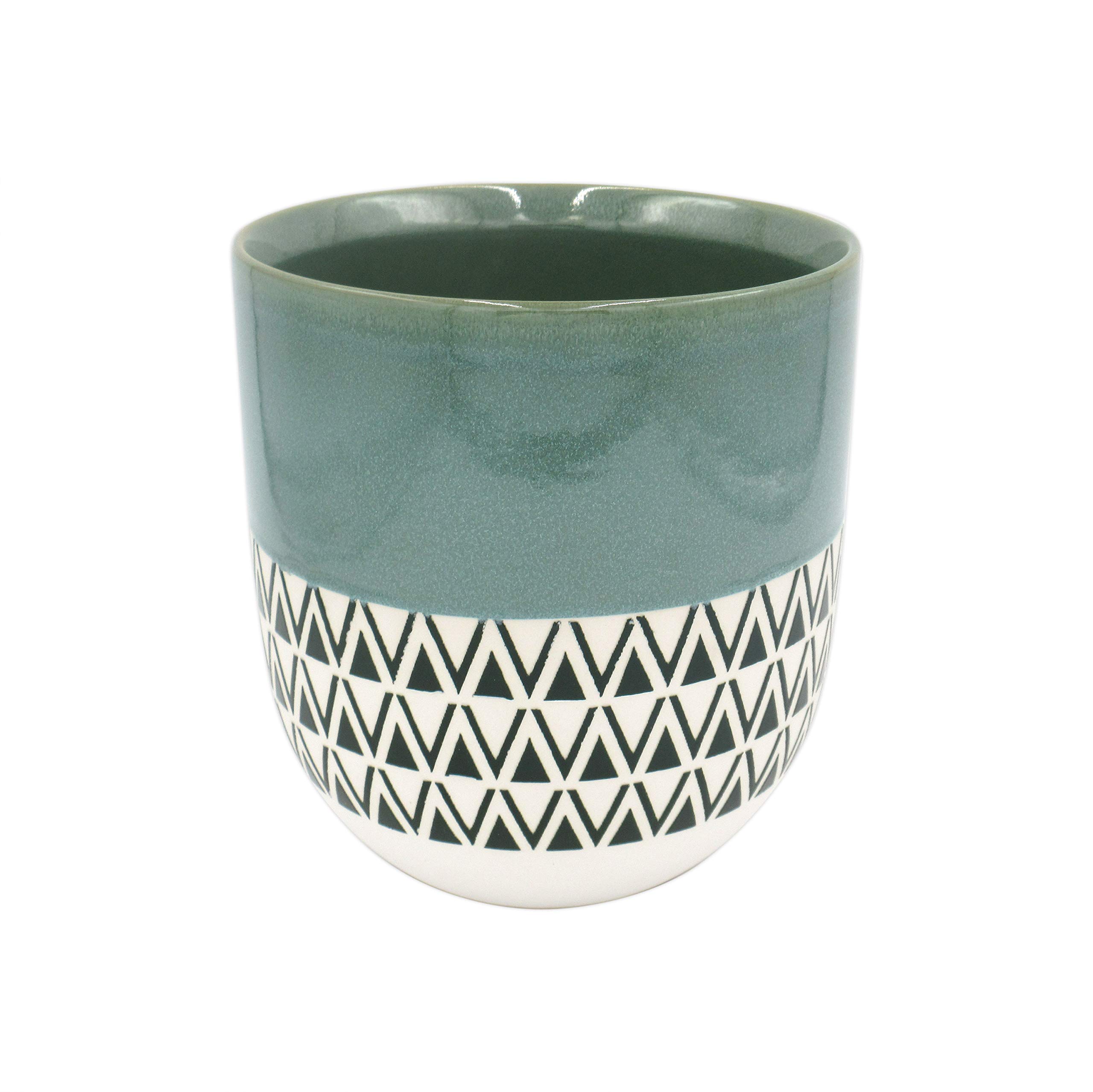 Amazon Brand – Stone & Beam Mid-Century Patterned Planter, 8.46"H, Aqua Blue