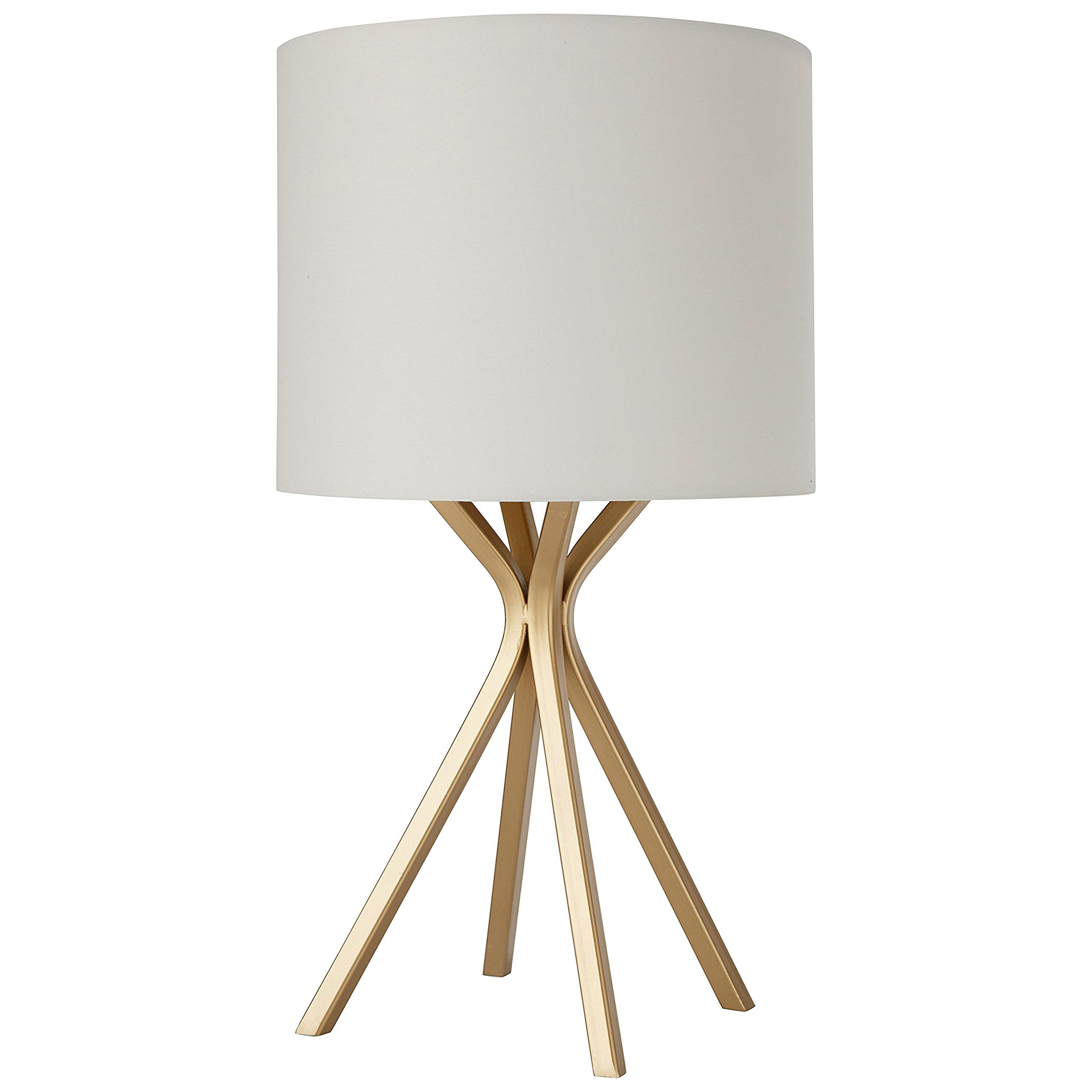 Amazon Brand – Rivet Gold Bedside Table Desk Lamp with Light Bulb - 18 Inches, Linen Shade
