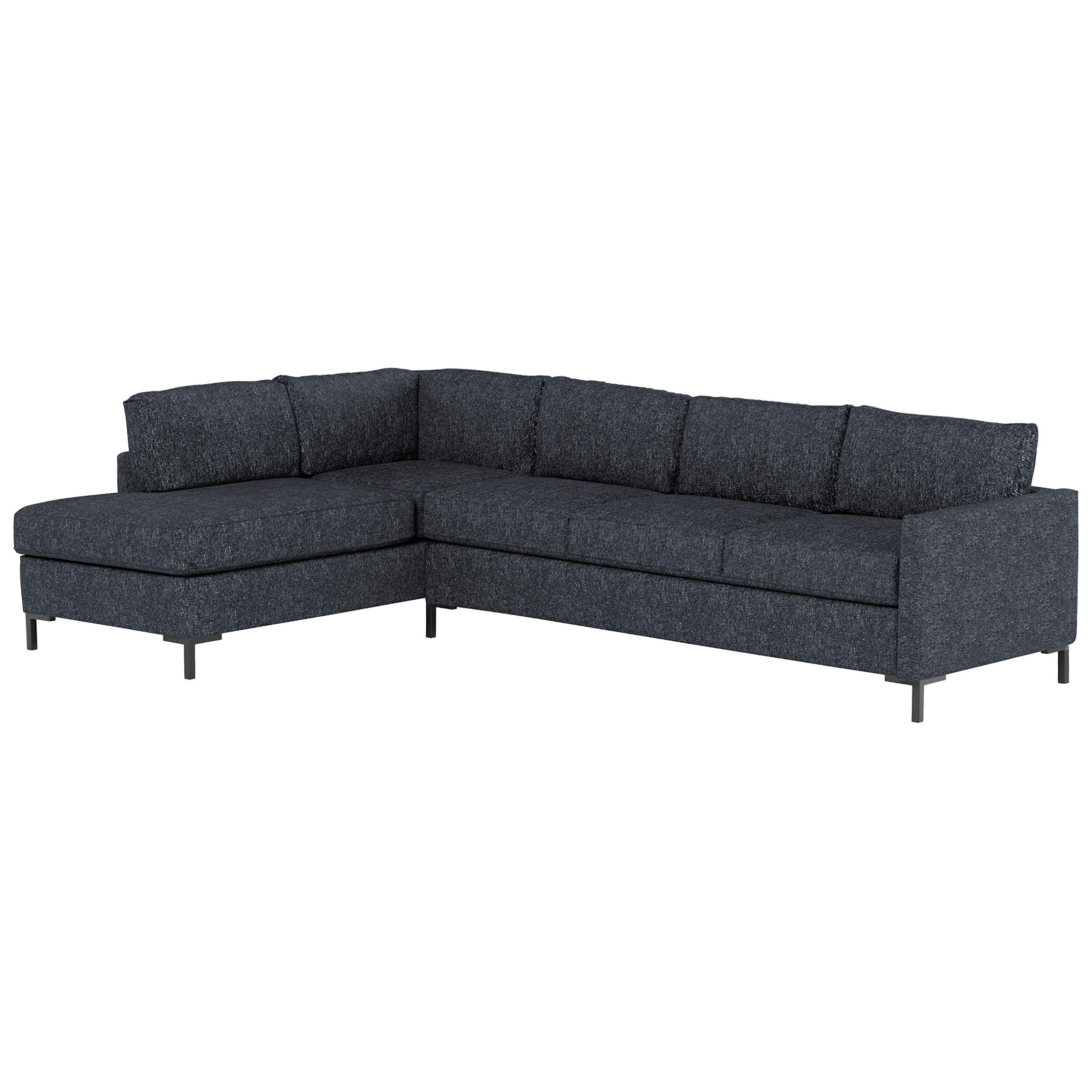 Amazon Brand – Rivet Edgewest Low Back Contemporary Modern L-Sectional Sofa, 116"W, Blue
