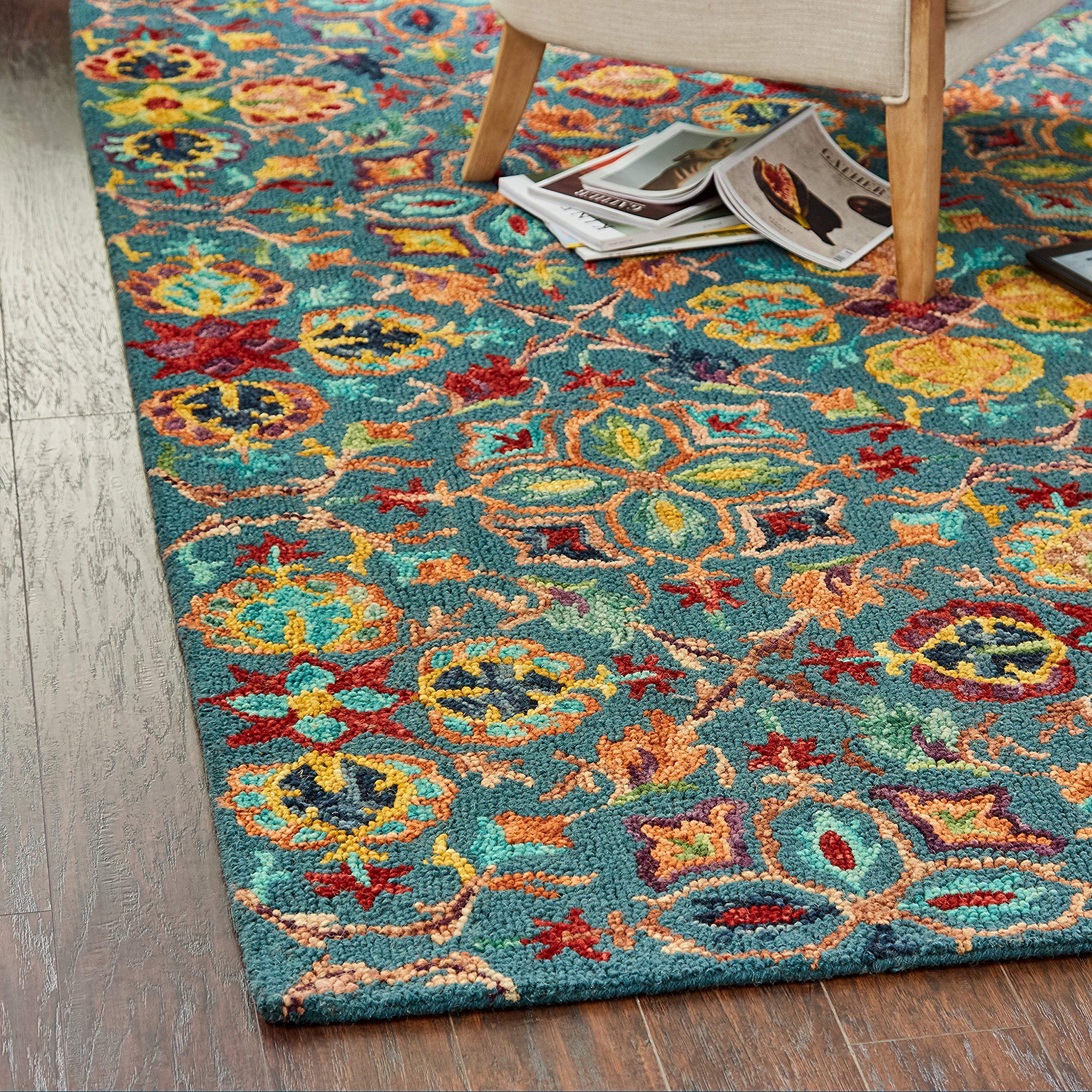 Amazon Brand – Stone & Beam Vinton Persian Area Rug, 8' x 10'6", Teal Multi