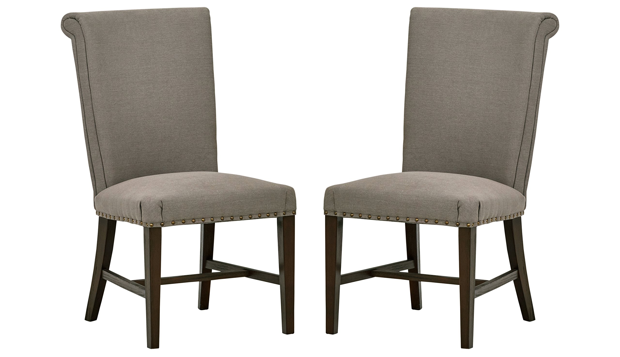 Amazon Brand – Stone & Beam Jenny High Back Kitchen Dining Room Cloth Chairs, 39 Inch Height, Set of 2, Slate Grey