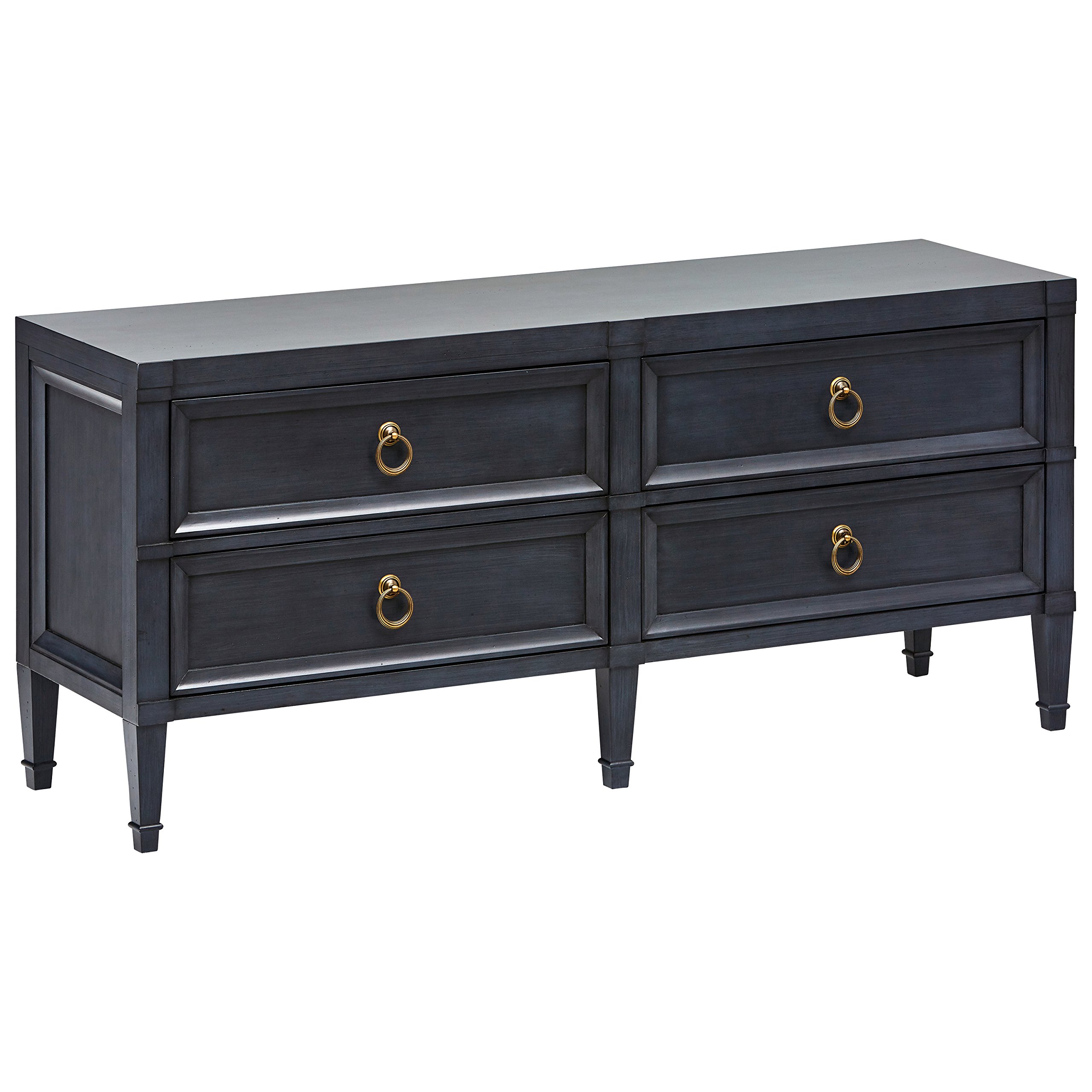 Amazon Brand – Stone & Beam Alan Casual Wood Media TV Console Table, 62"W, Washed Navy and Gold