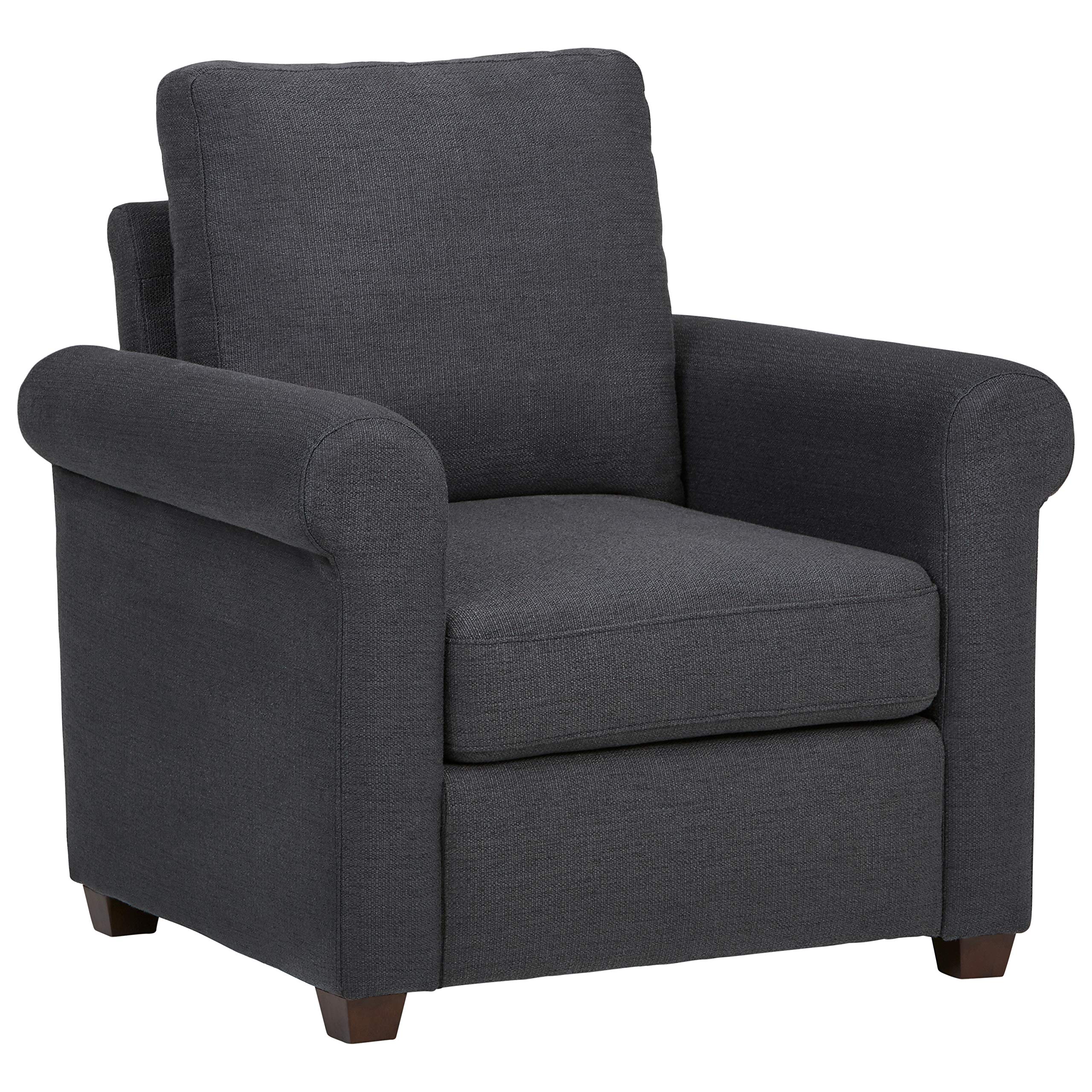 Amazon Brand – Ravenna Home Dunford Casual Rolled Arm Chair, 37"W, Dark Grey