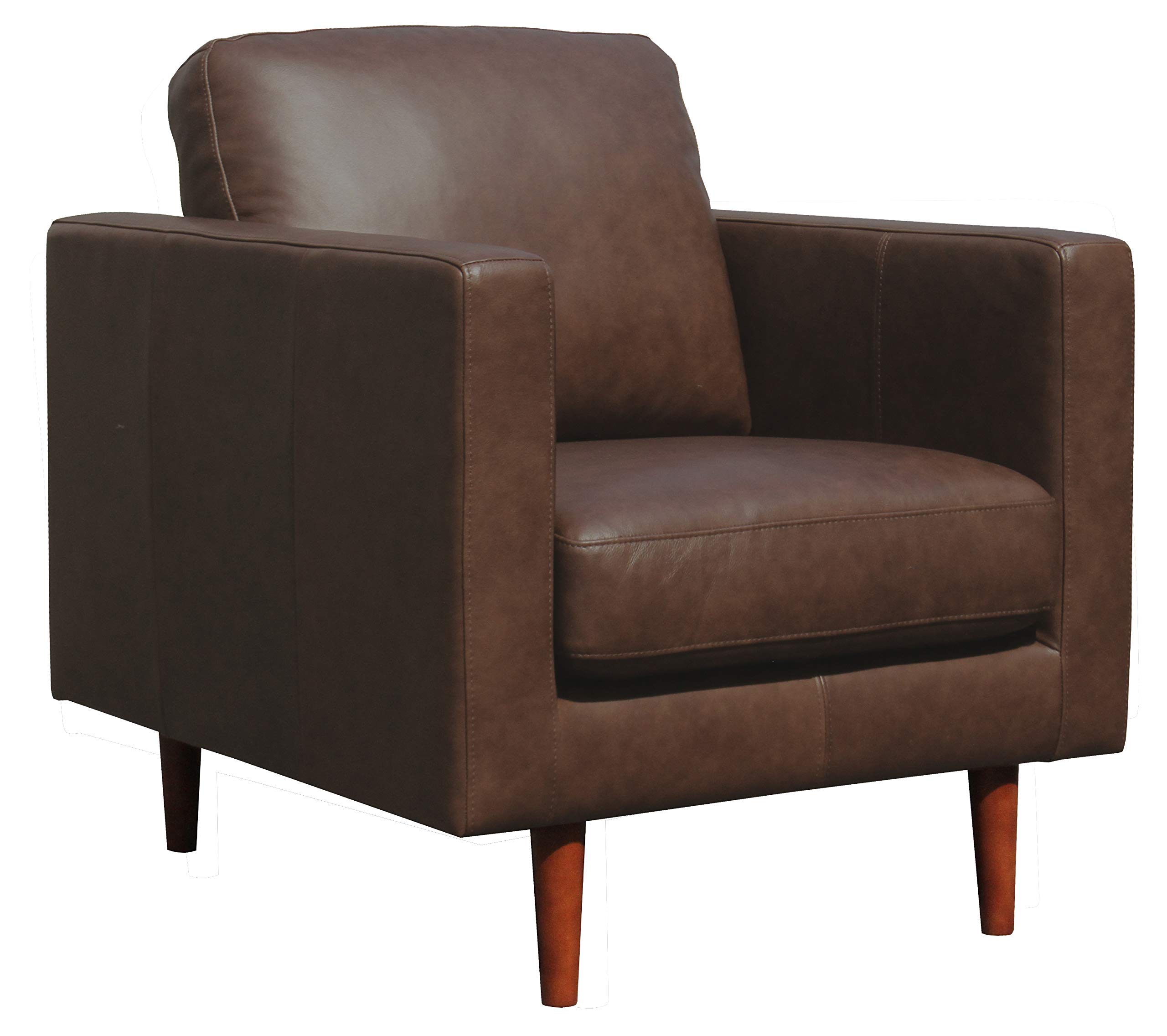 Amazon Brand – Rivet Revolve Modern Leather Armchair with Tapered Legs, 33"W, Chestnut