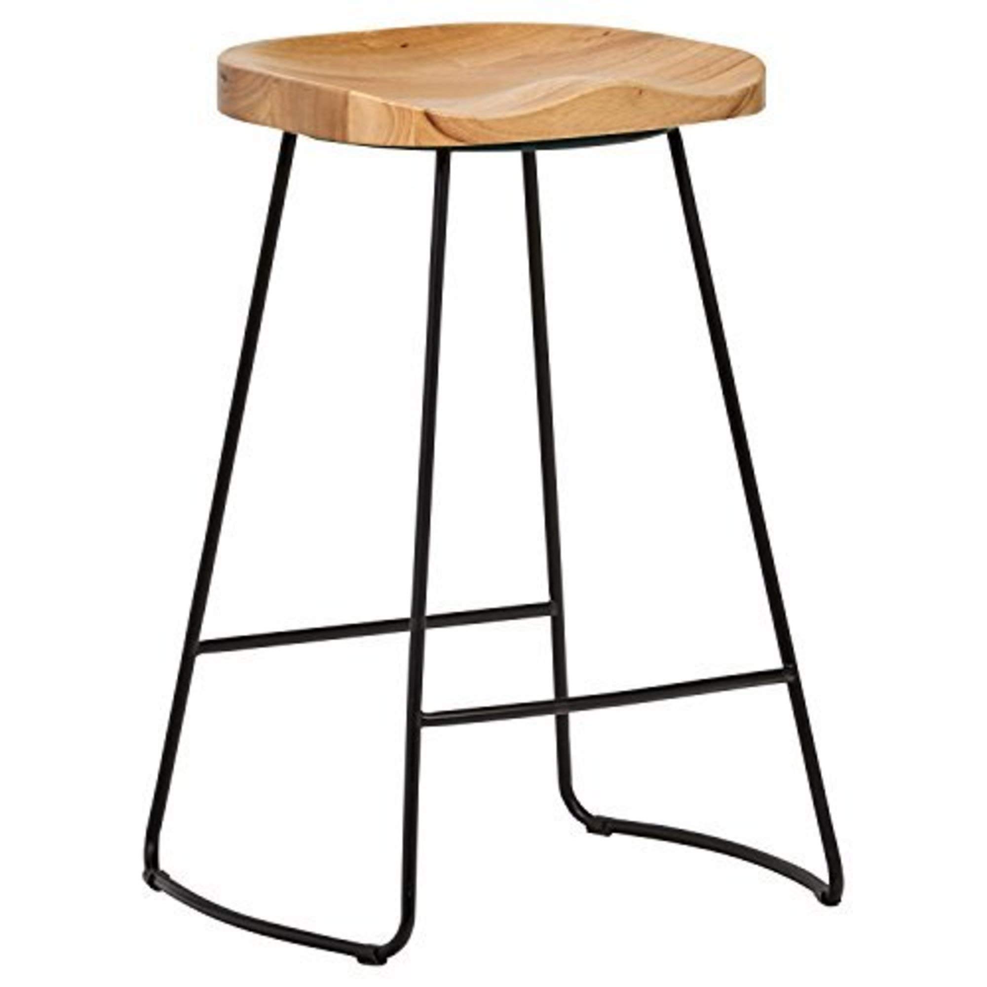 Amazon Brand – Rivet Modern Industrial Wood and Metal Kitchen Counter Bar Stool, 25.6"H, Oak, Black