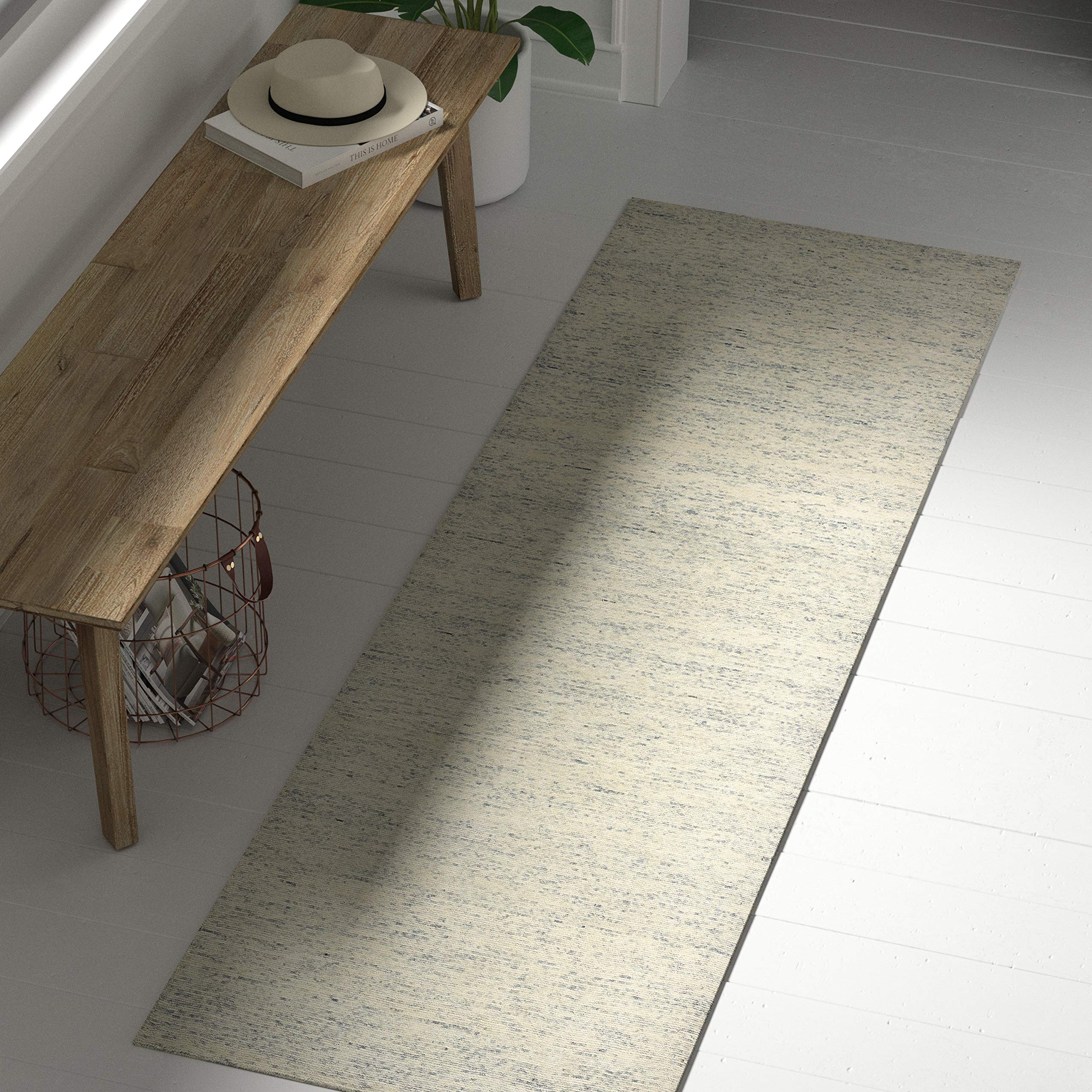 Amazon Brand – Stone & Beam Contemporary Speckle Wool Runner Rug, 2' 3" x 7' 6", Blue