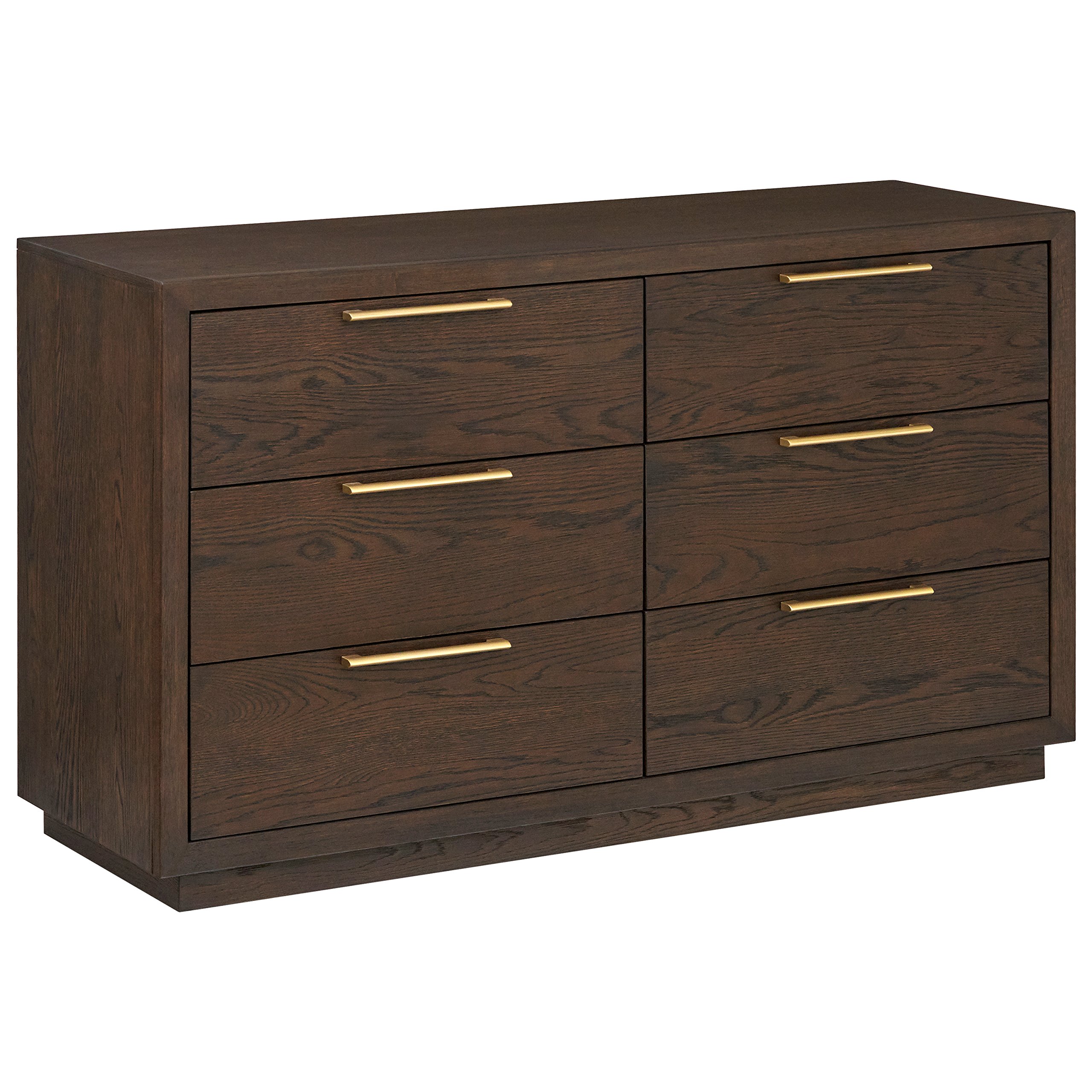 Amazon Brand – Rivet West, Mid-Century, Oak Distinct Grain, 6-Drawer Dresser, 60"W, Dark Oak Finish