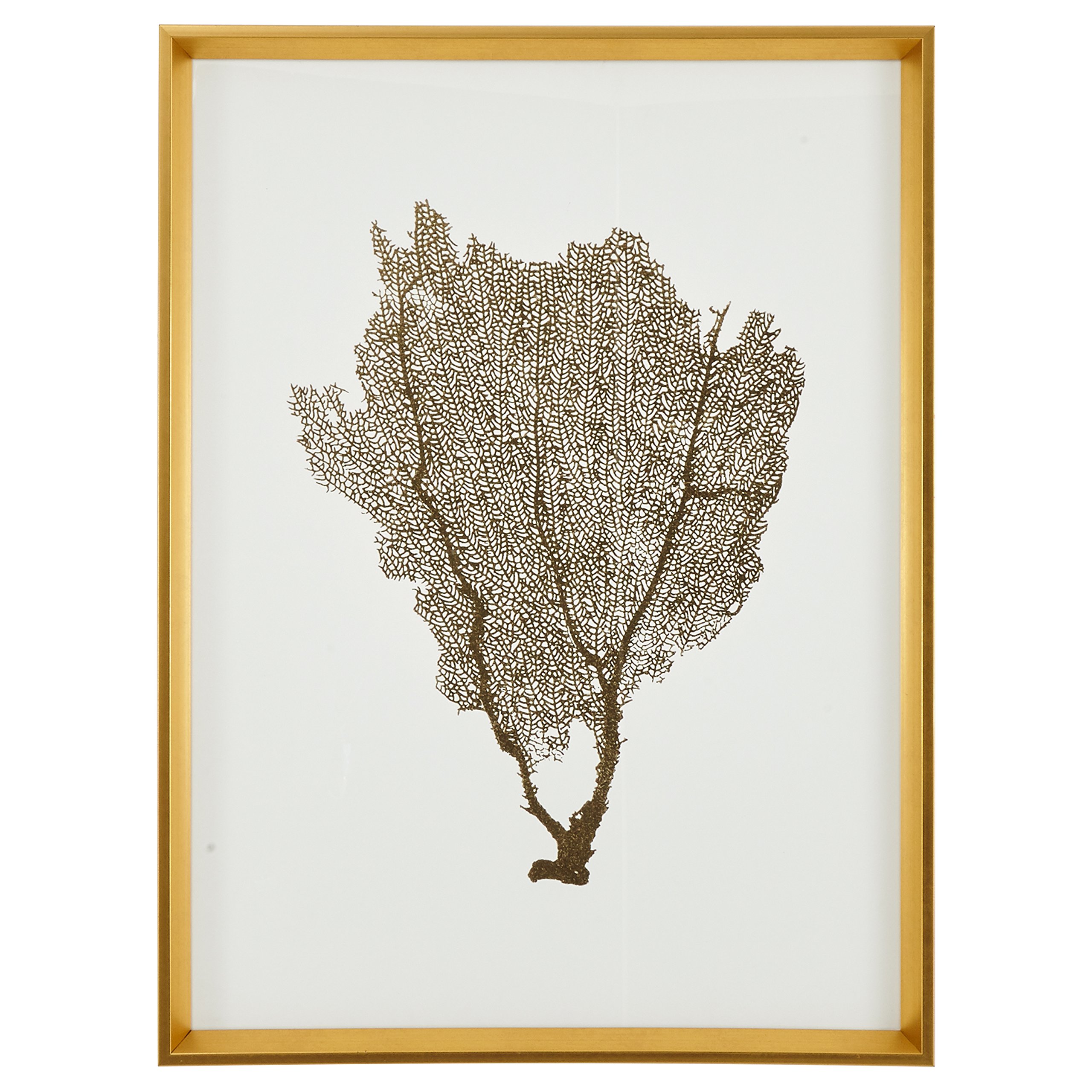 Amazon Brand – Stone & Beam Modern Gold Foil Sea Fan Print I Framed Wall Art Decor - 24 x 30 Inch Frame, Gold