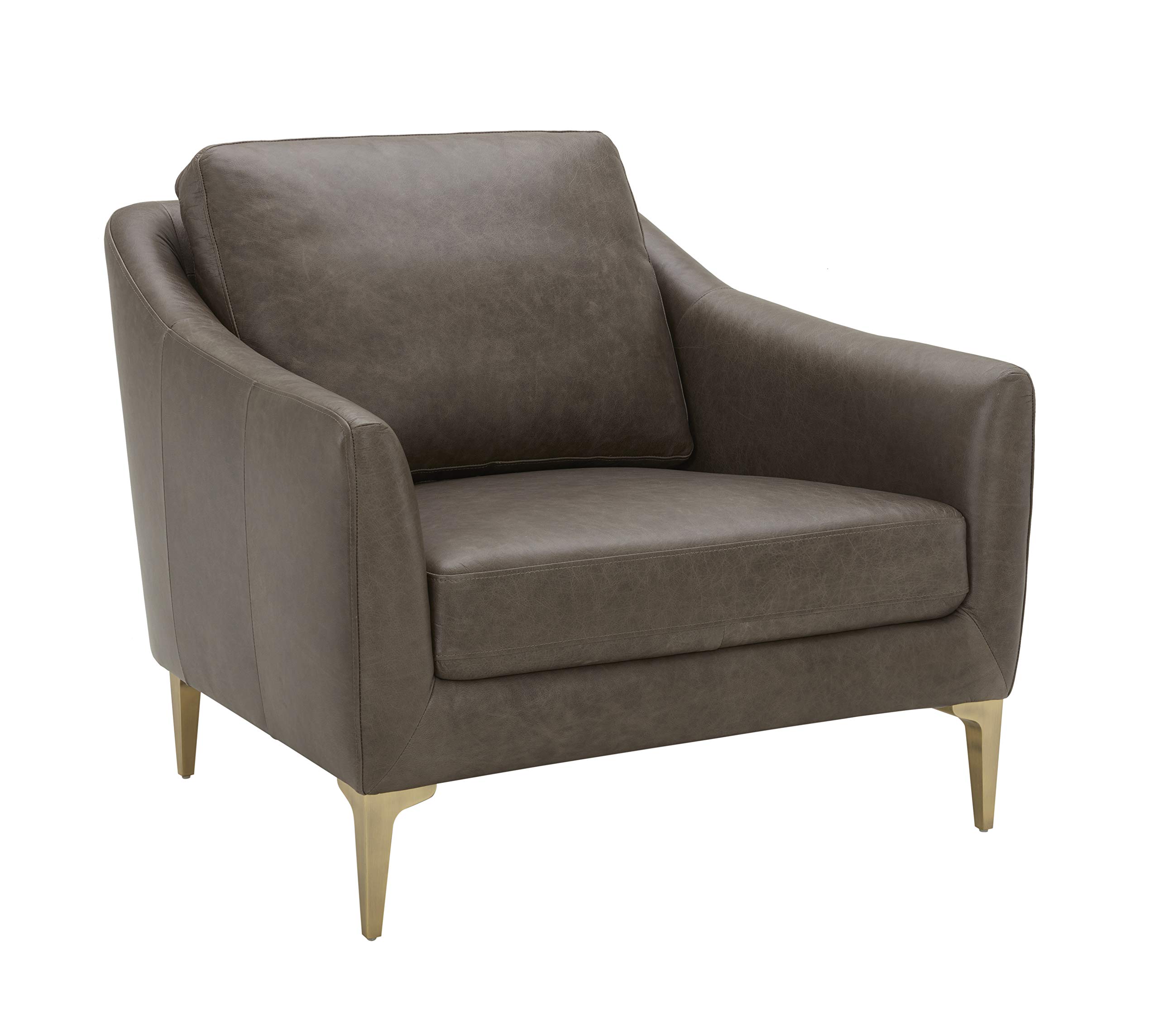 Amazon Brand – Rivet Alonzo Contemporary Leather Livingroom Accent Chair, 39"W, Grey