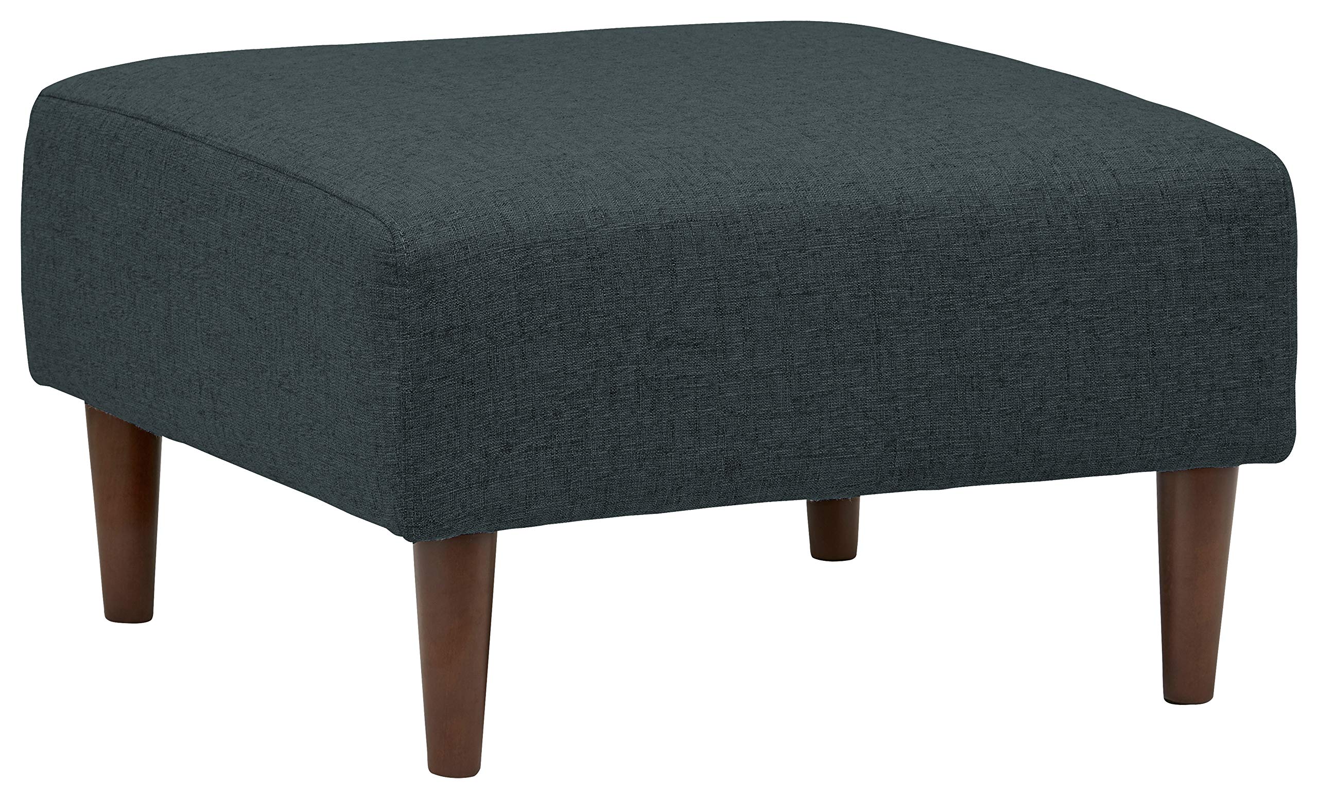 Amazon Brand – Rivet Ava Mid-Century Modern Upholstered Ottoman, 25.6"W, Denim