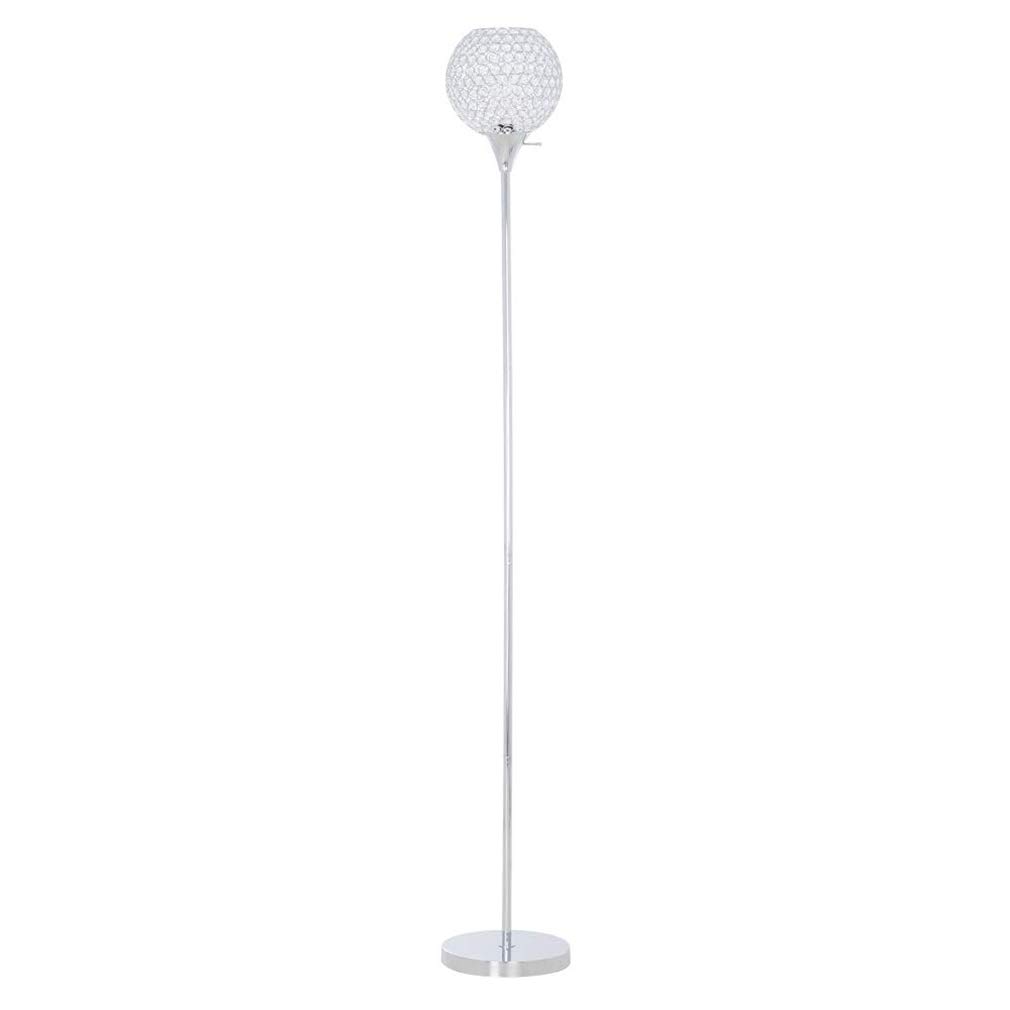 Amazon Brand – Rivet Modern Glam Glass Beads Torchiere Living Room Standing Floor Lamp With LED Light Bulb - 10 x 10 x 71 Inches, Chrome