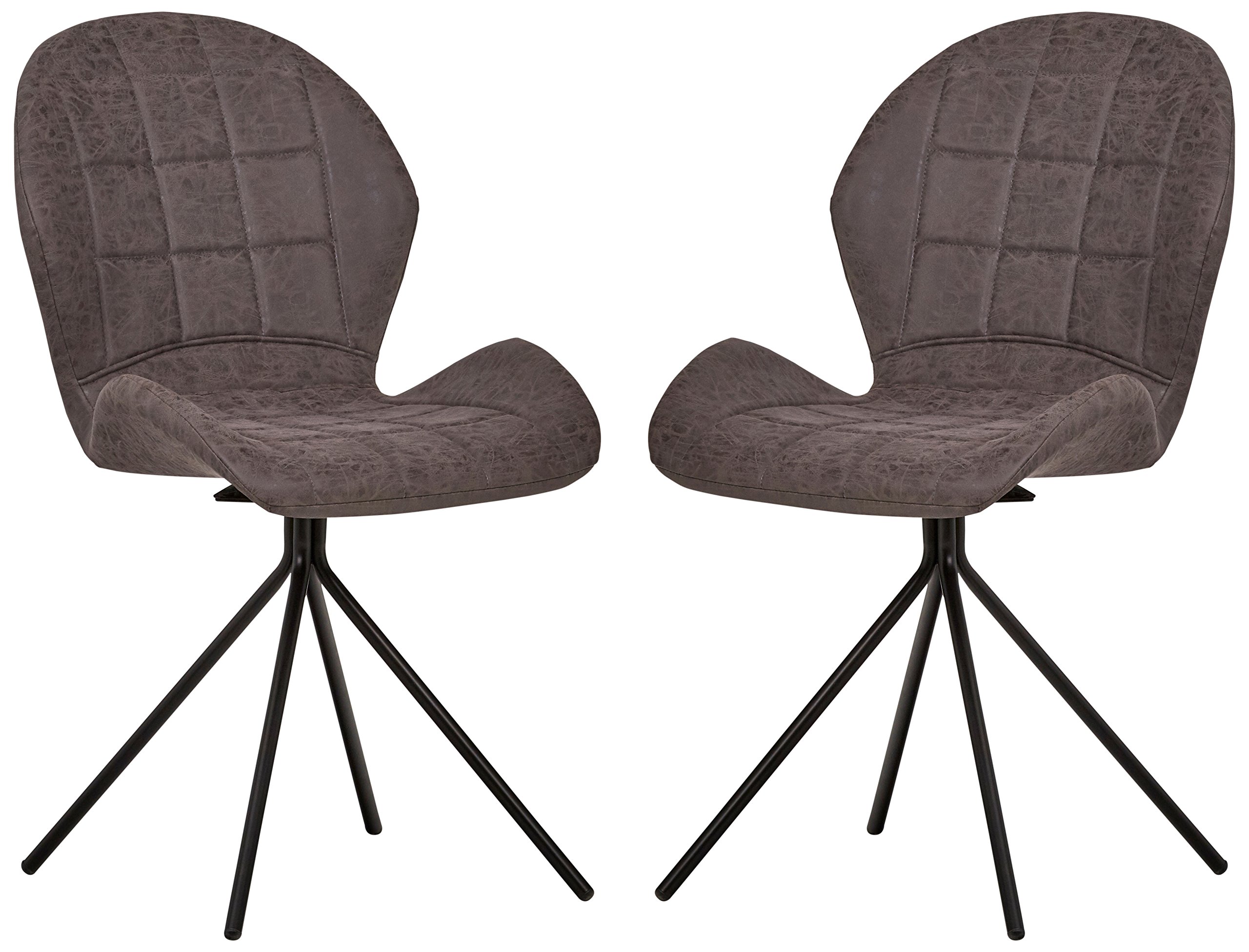 Amazon Brand – Rivet Rachel Set of 2 Space-Age Modern Mid-Century Dining Kitchen Swivel Chairs, 35.2 Inch Height, Synthetic Leather, Charcoal Grey