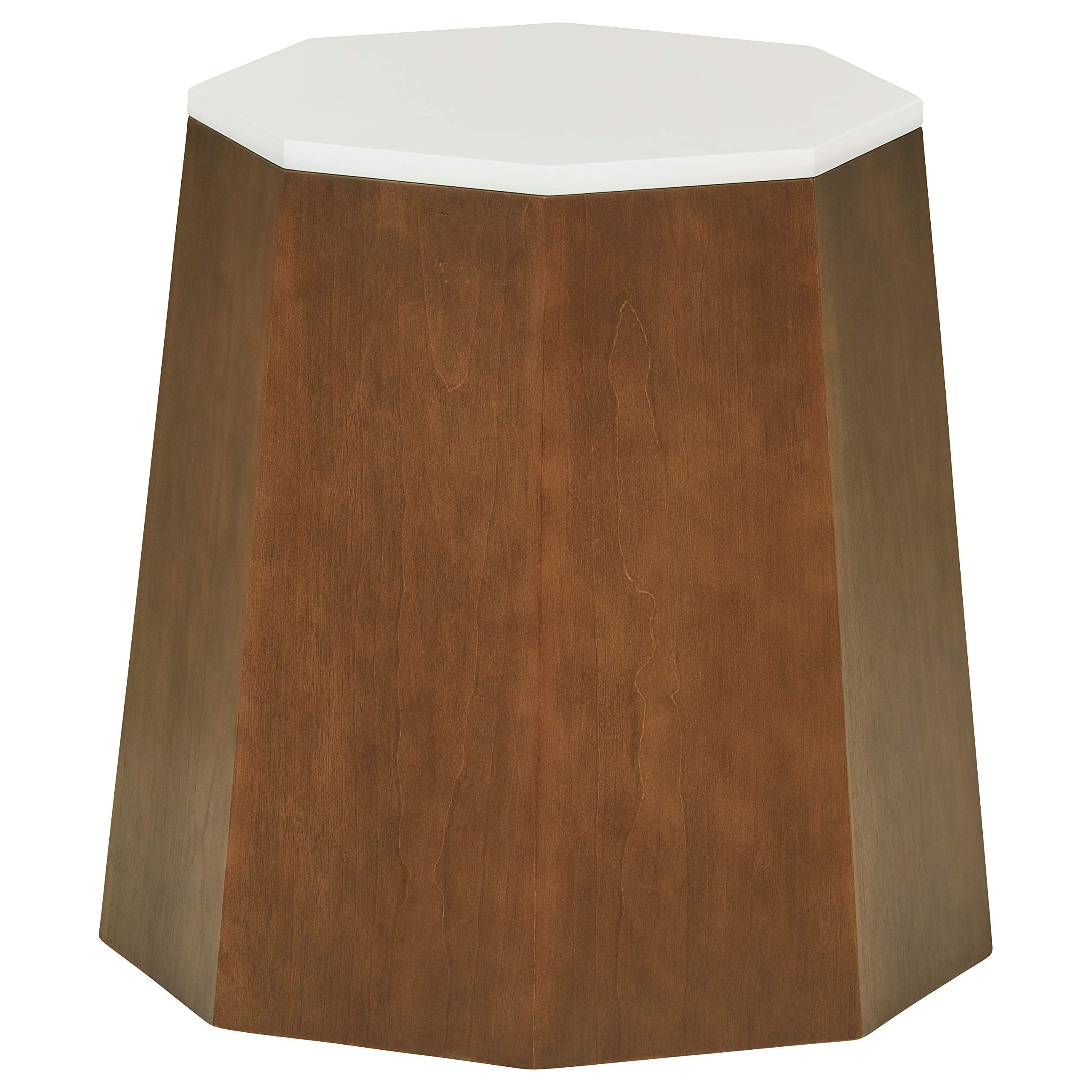Amazon Brand – Rivet Modern Storage Ottoman Side Table, 17.13"W, Birch Veneer with a White Top