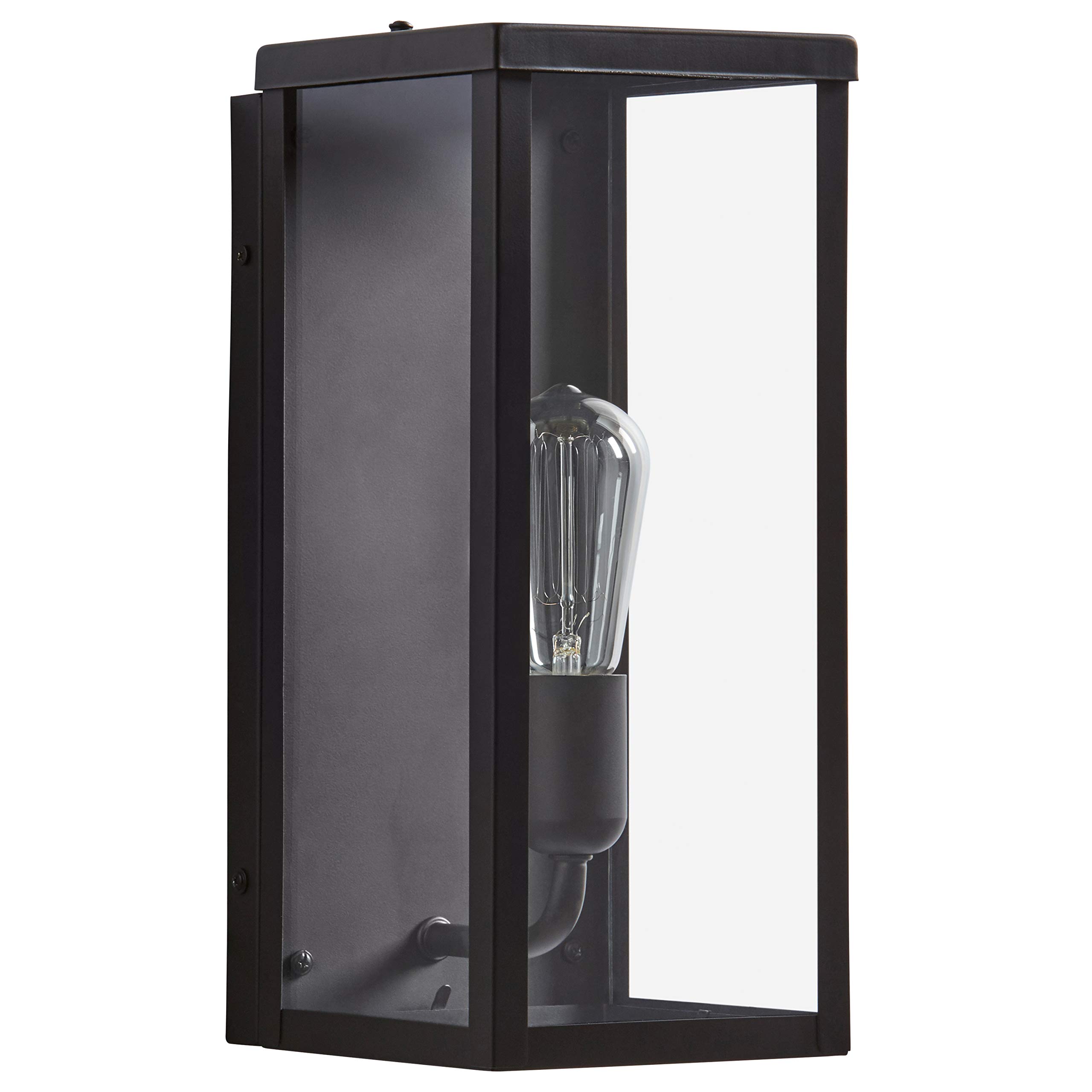 Amazon Brand – Rivet Mid-Century Clear Glass and Metal Wall Sconce with Bulb, 14"H, Bronze