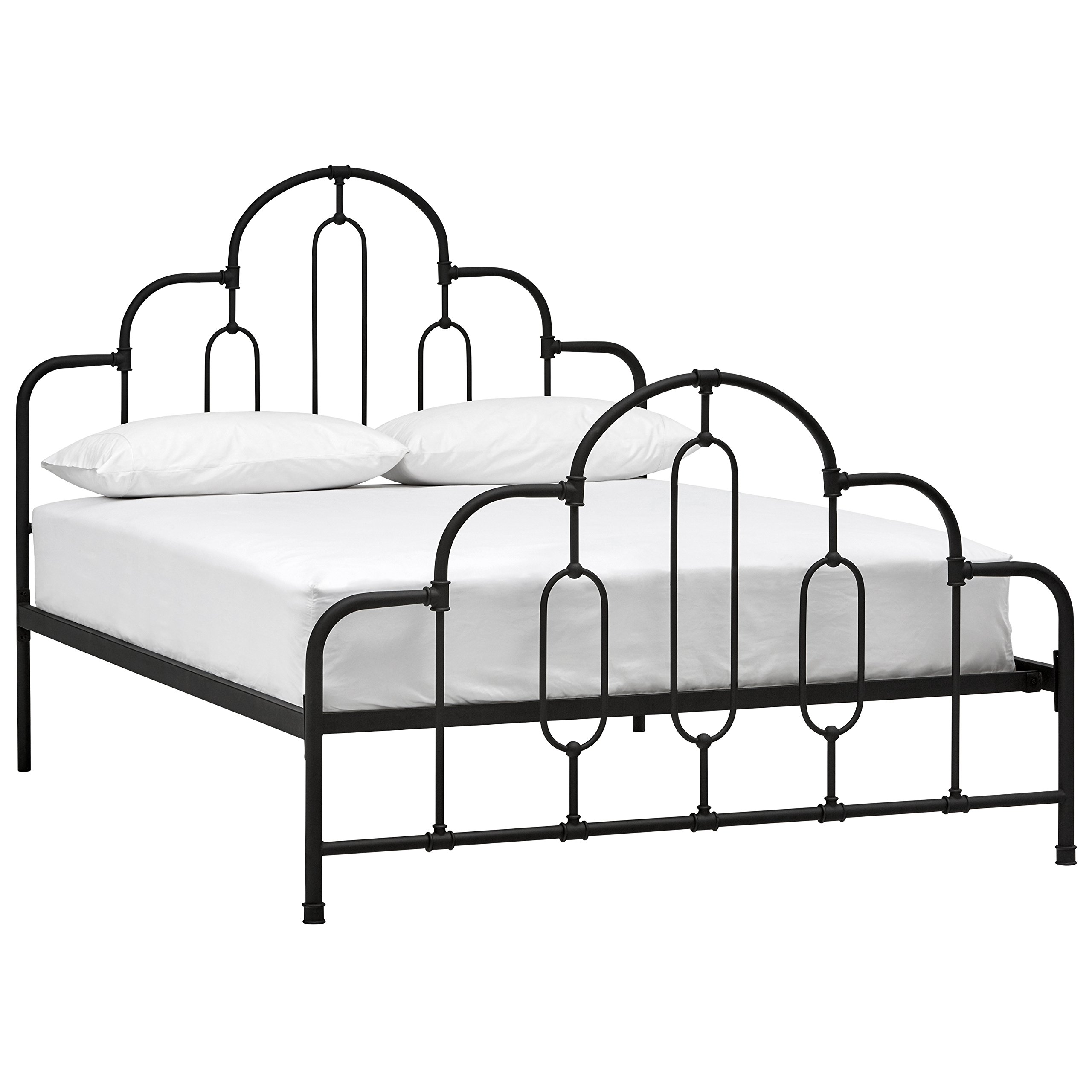 Amazon Brand – Stone & Beam Industry French Metal Queen Bed with Headboard, 63.5"W, Black