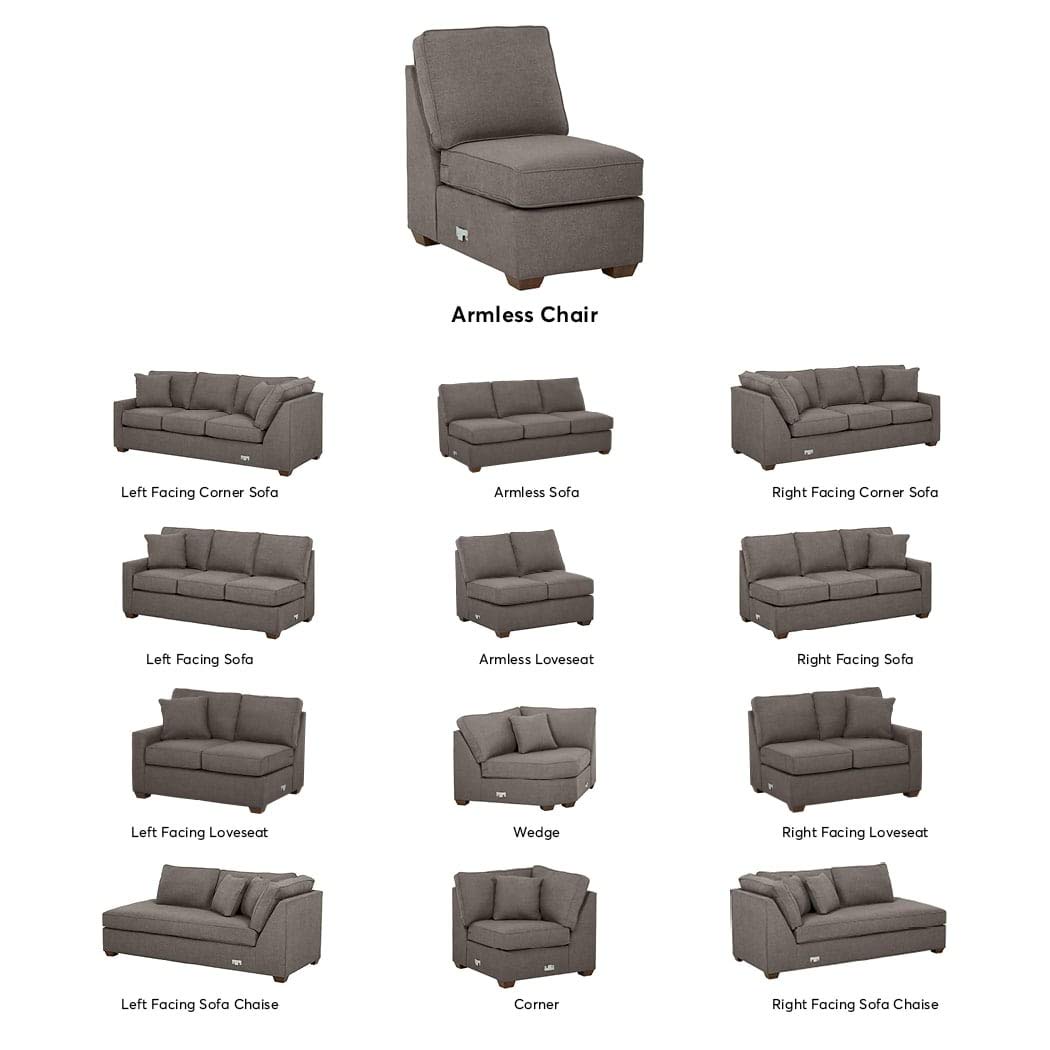 Amazon Brand – Stone & Beam Bagley Sectional Component Armless Chair, 23"W, Stone