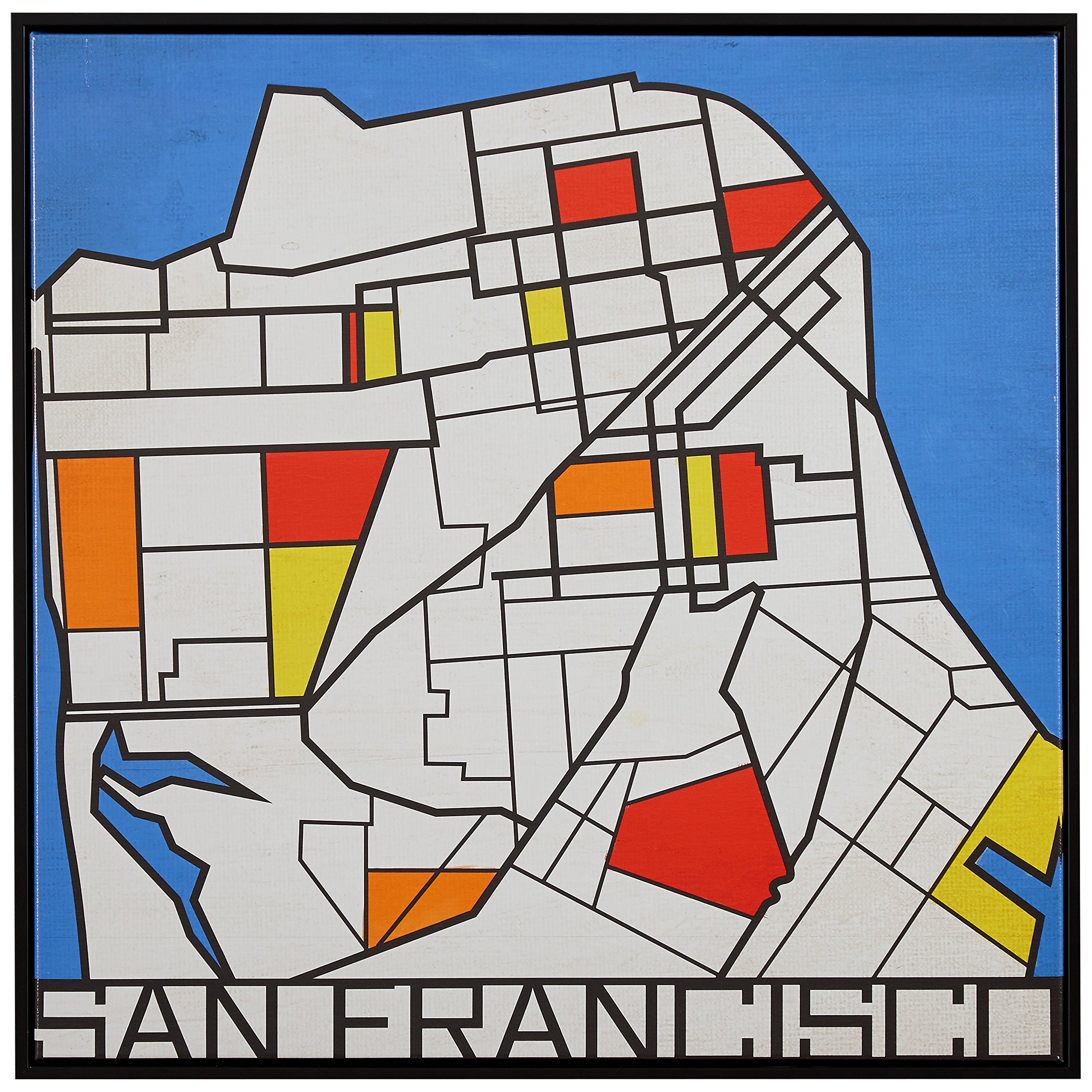 Amazon Brand – Rivet Pop Art Print of San Francisco in Primary Colors Modern Wall Art, 18" x 18"