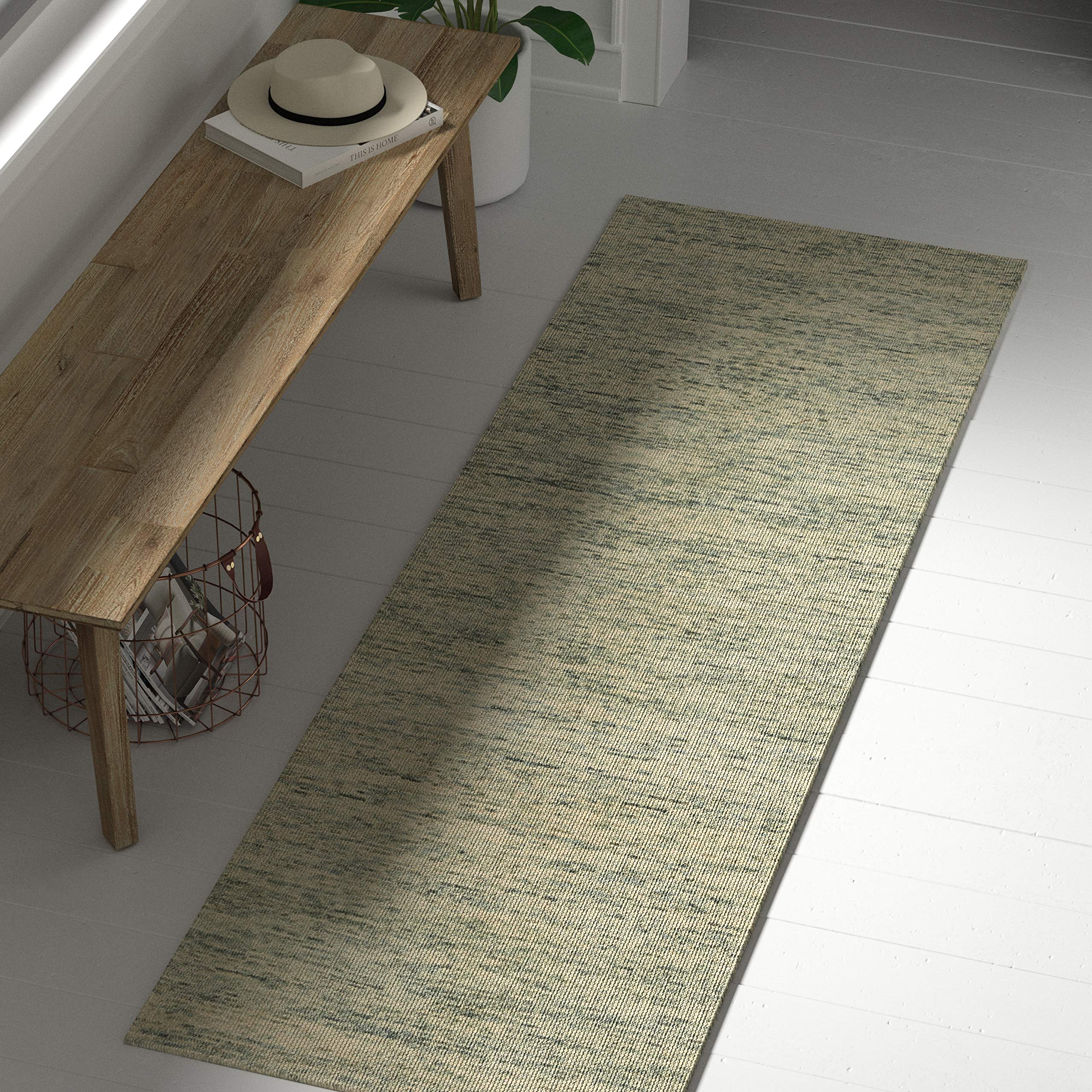 Stone & Beam Contemporary Speckle Wool Runner Rug, 2' 3" x 7' 6", Seafoam