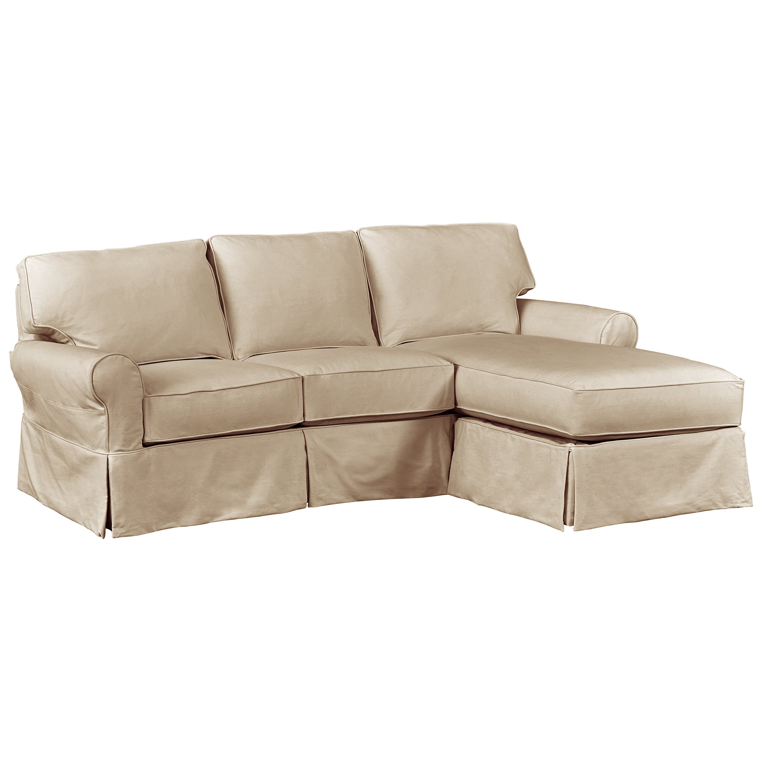 Amazon Brand – Stone & Beam Carrigan Modern Chaise Sofa Couch with Slipcover, 95"W, Khaki