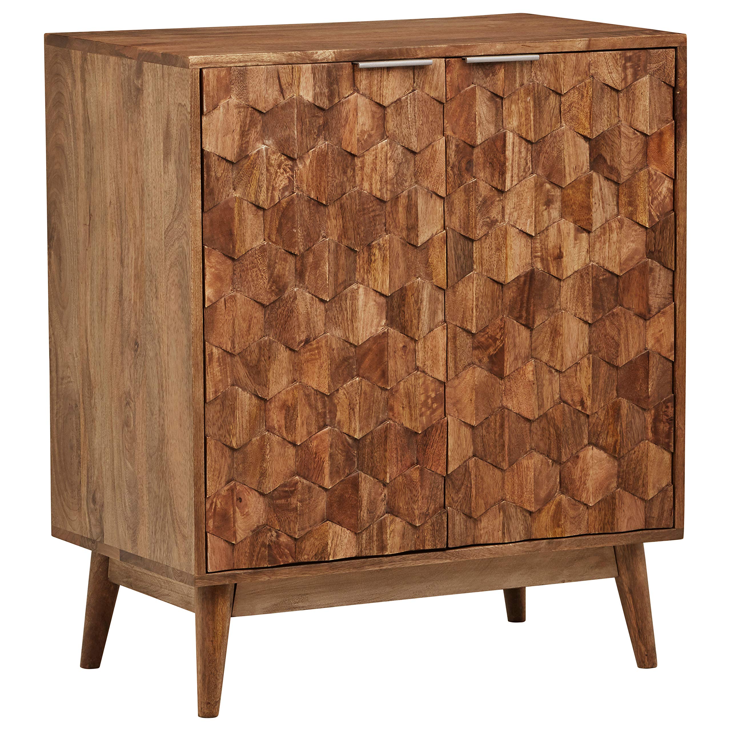 Amazon Brand – Rivet Industrial Wood Bar Cabinet, 18"W, Mango, French Honey Gray
