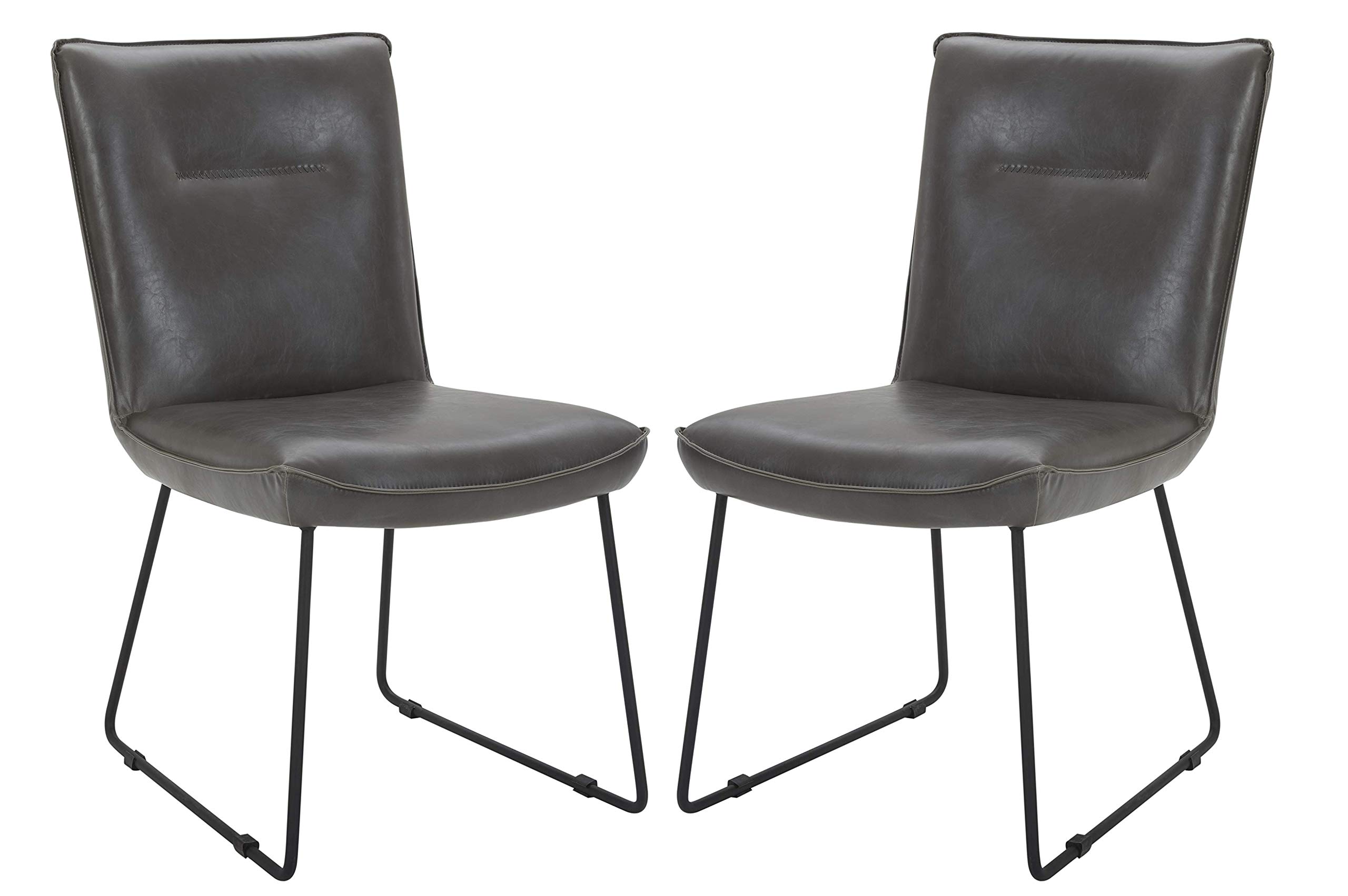 Amazon Brand – Rivet Logan Mid-Century Modern Faux Leather Dining Chair, Set of 2, 20.1"W, Gray