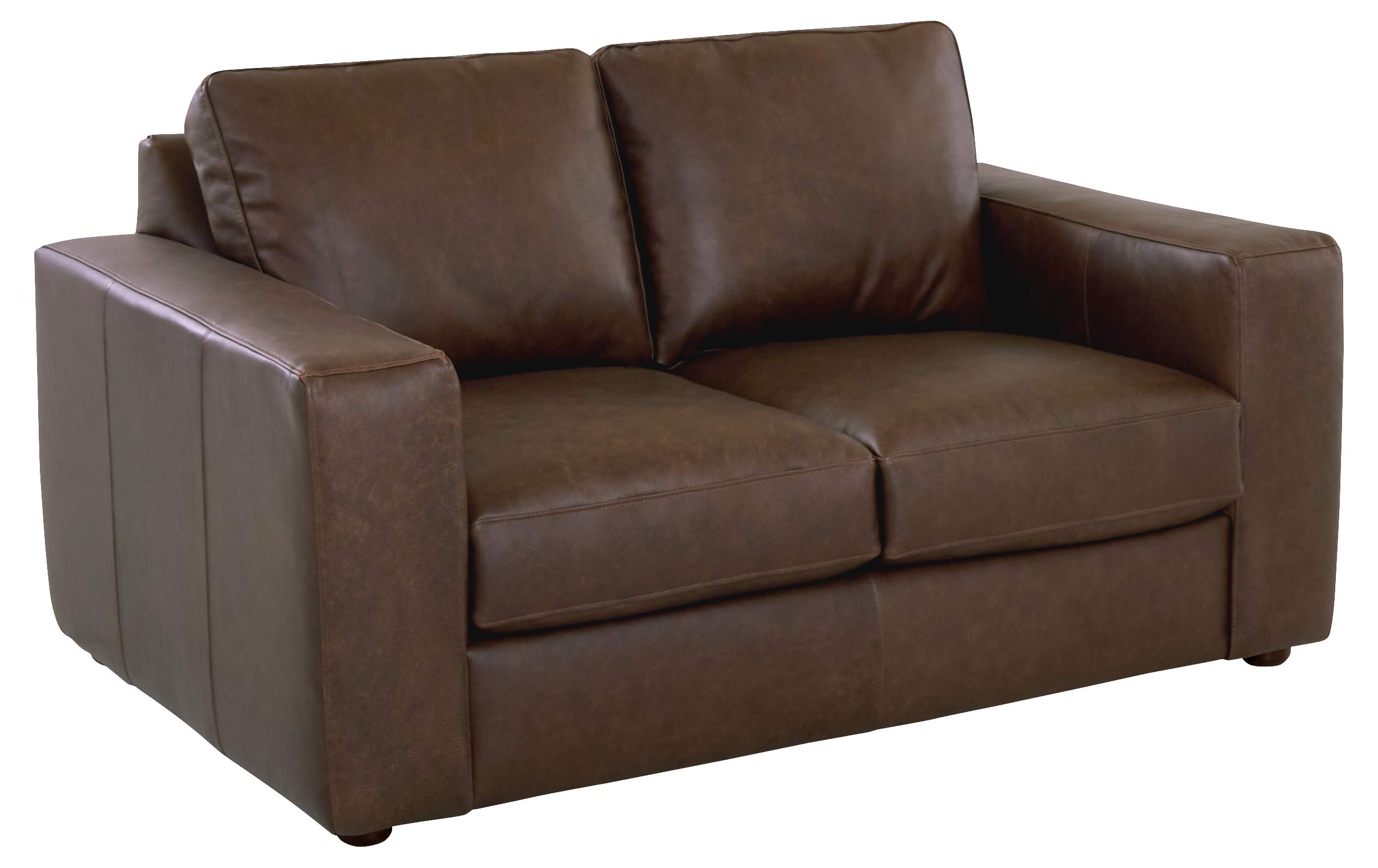 Amazon Brand – Stone & Beam Abigail Leather Loveseat Sofa, 64"W, Dark Brown