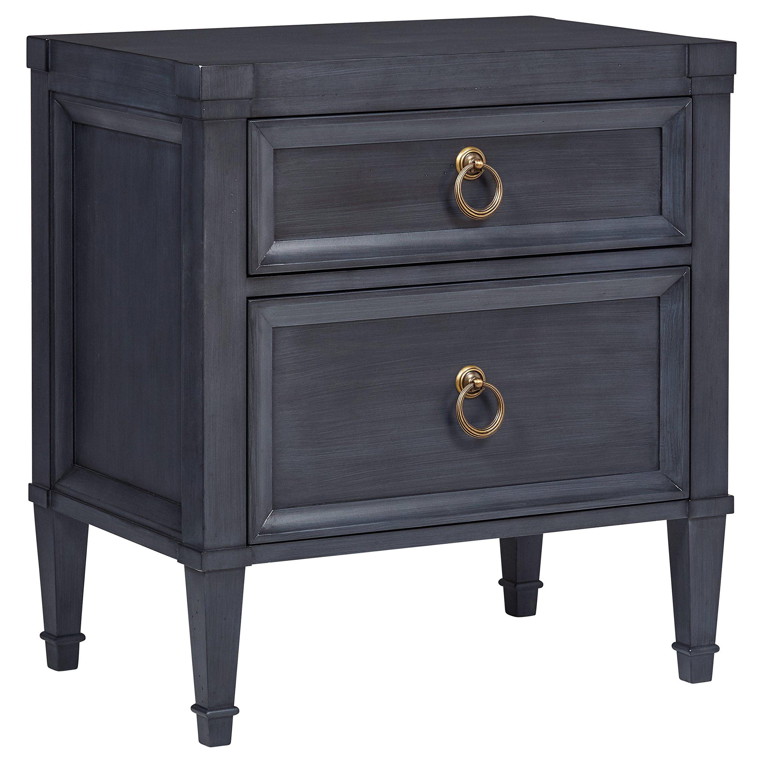 Amazon Brand – Stone & Beam Gould Contemporary Wood Bedside Nightstand Table, 16", Washed Navy and Gold