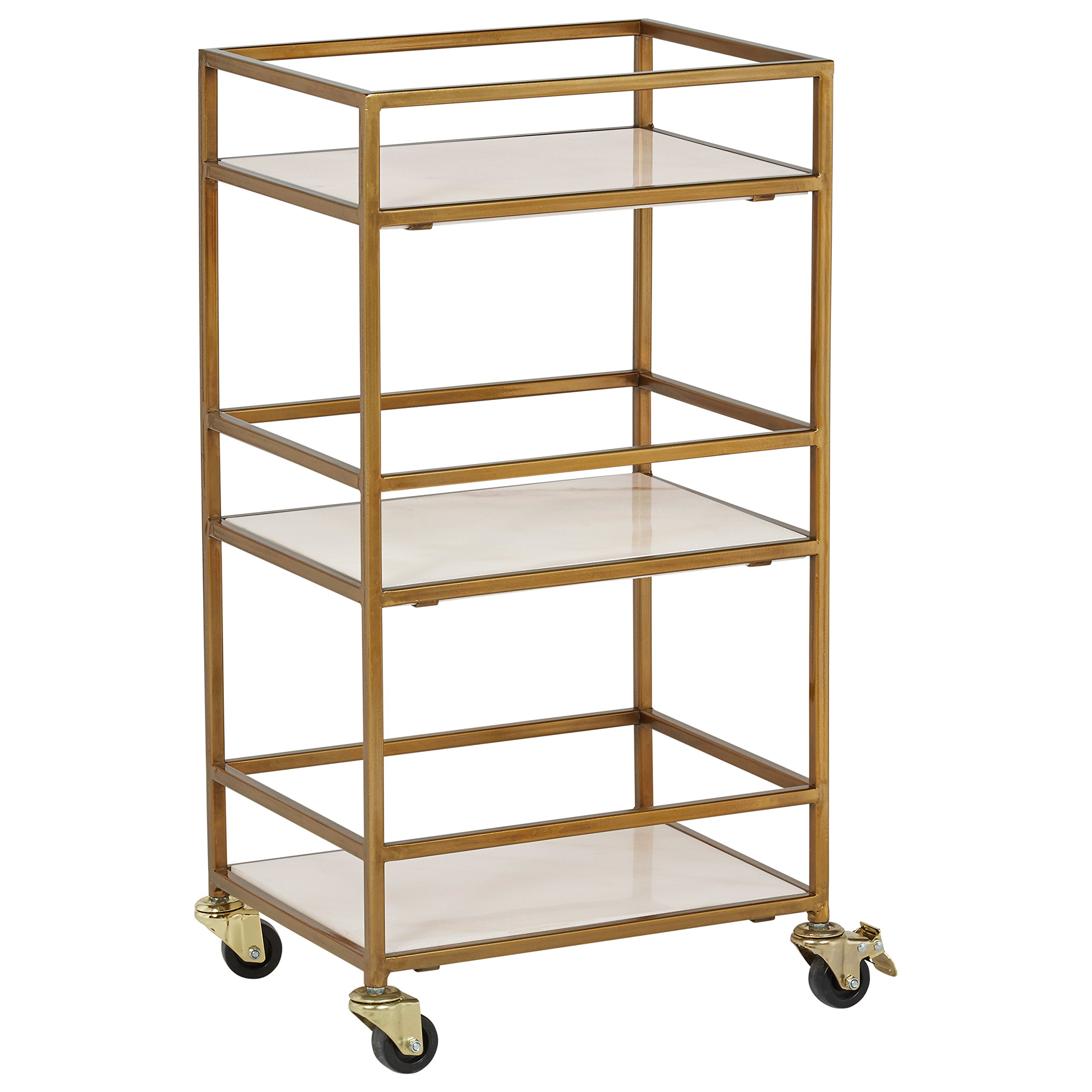 Amazon Brand – Rivet Modern Metal Kitchen Rolling Bar Cart with Wheels, 30" Inch Height, Gold