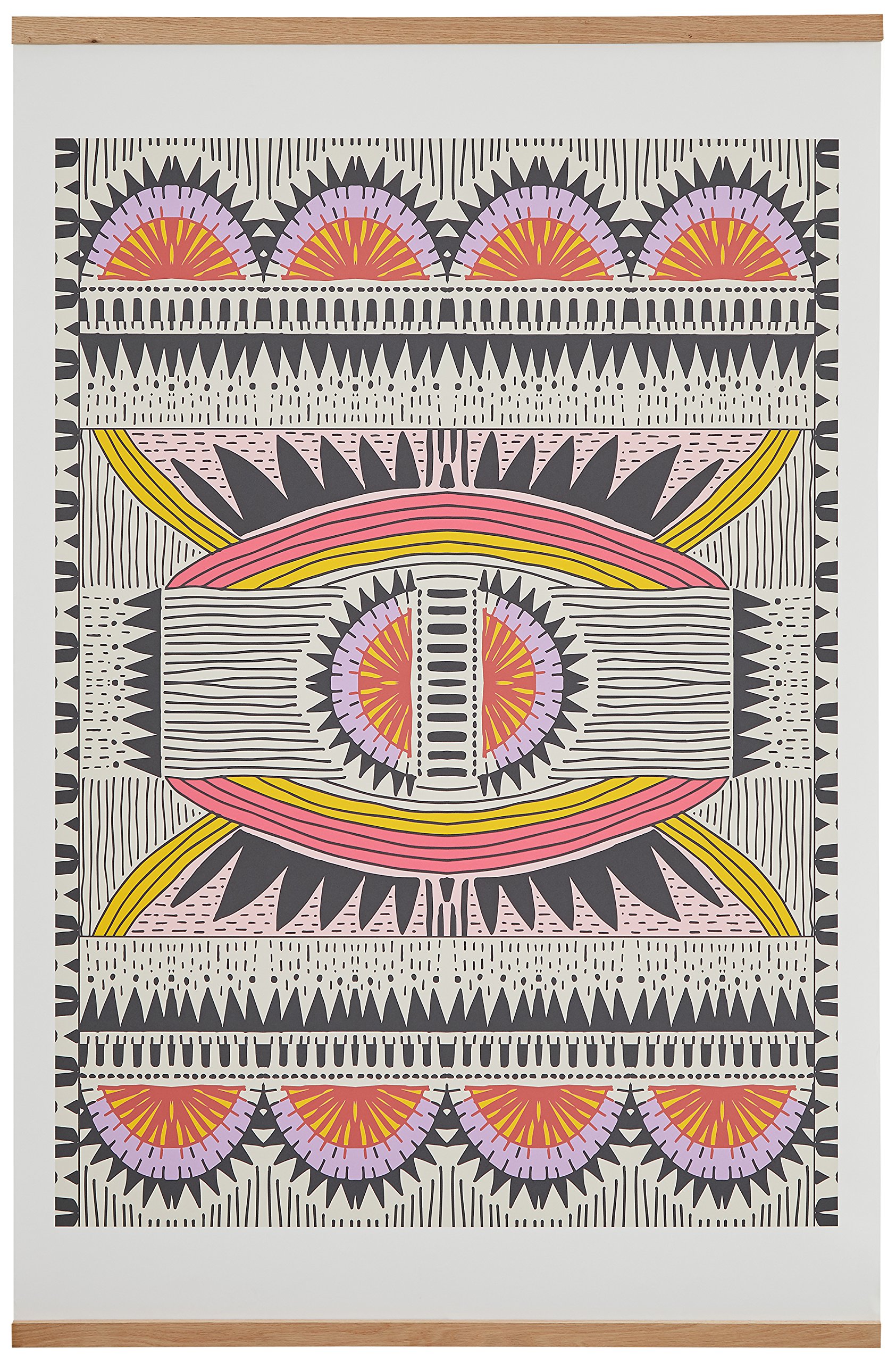 Amazon Brand – Rivet Tribal Multi-Color Art Print with Oak Hanger, 18" x 24"