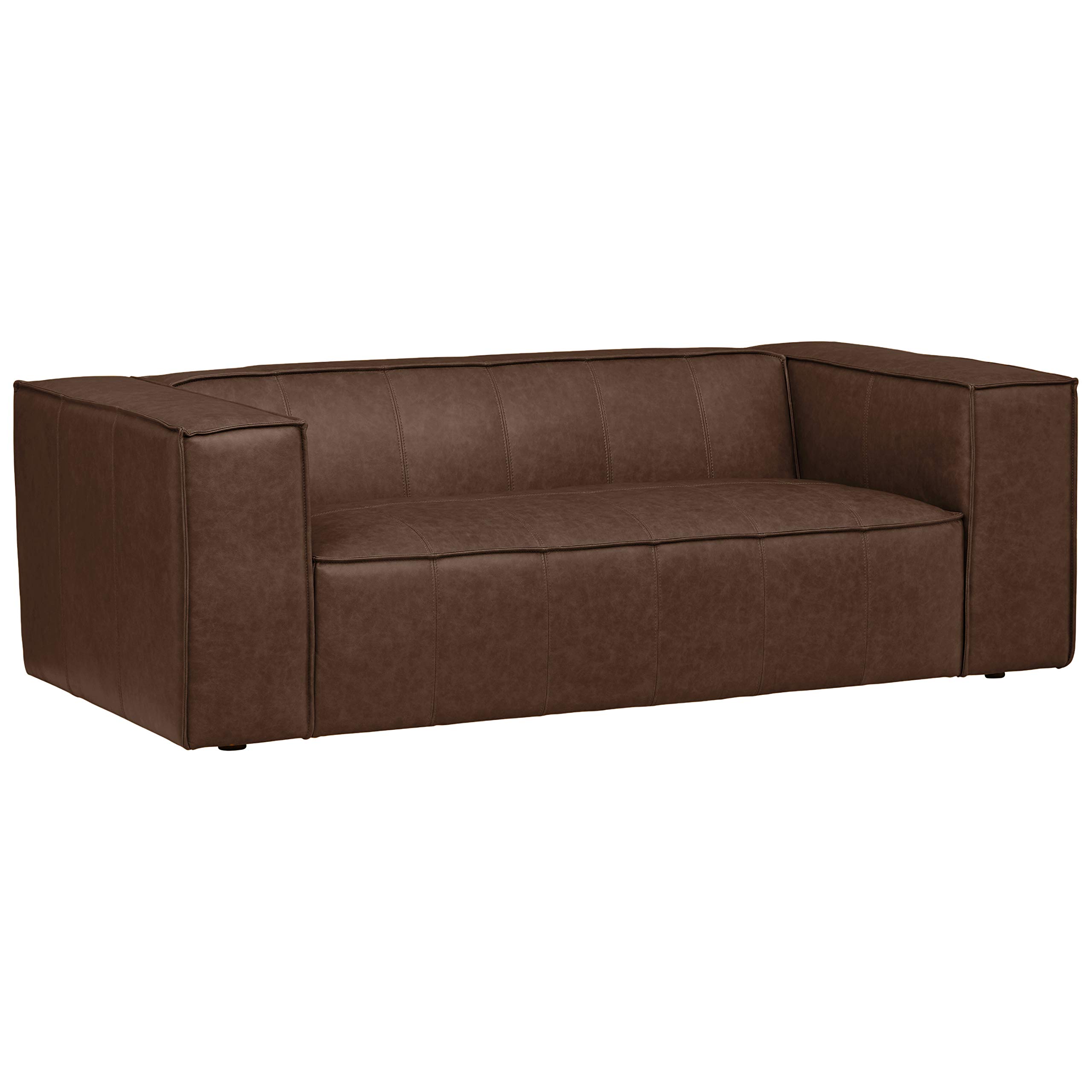 Amazon Brand – Rivet Thomas Modern Leather Sofa Couch, 81.5"W, Chestnut
