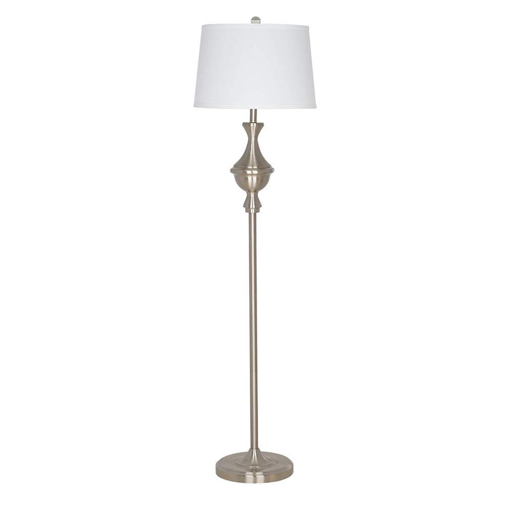Amazon Brand – Ravenna Home Classic Traditional Metallic Floor Lamp with LED Light Bulb, 58"H, Brushed Nickel