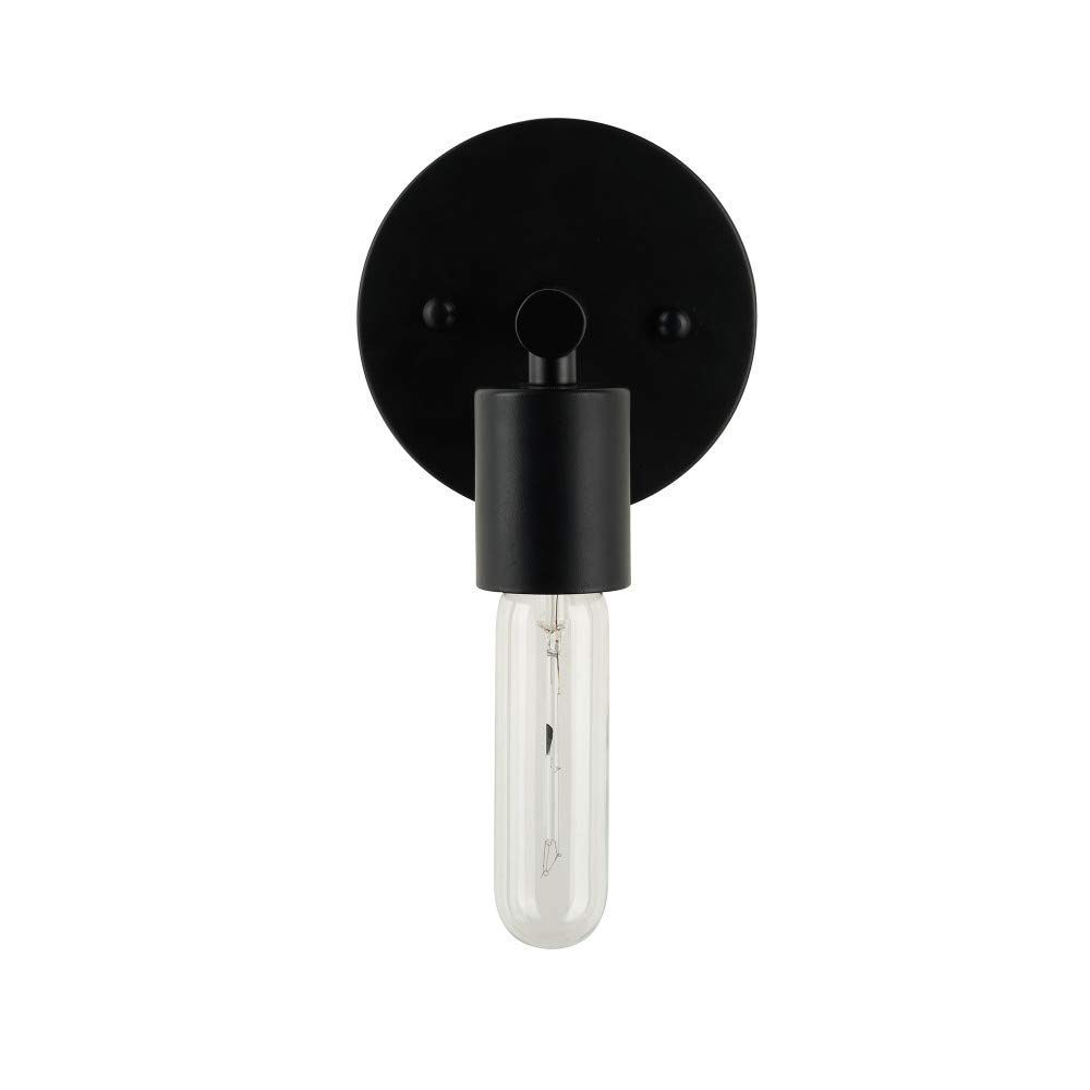 Amazon Brand – Rivet Mid-Century Modern Wall Sconce with Novelty Bulb, 5.25"H, Matte Black