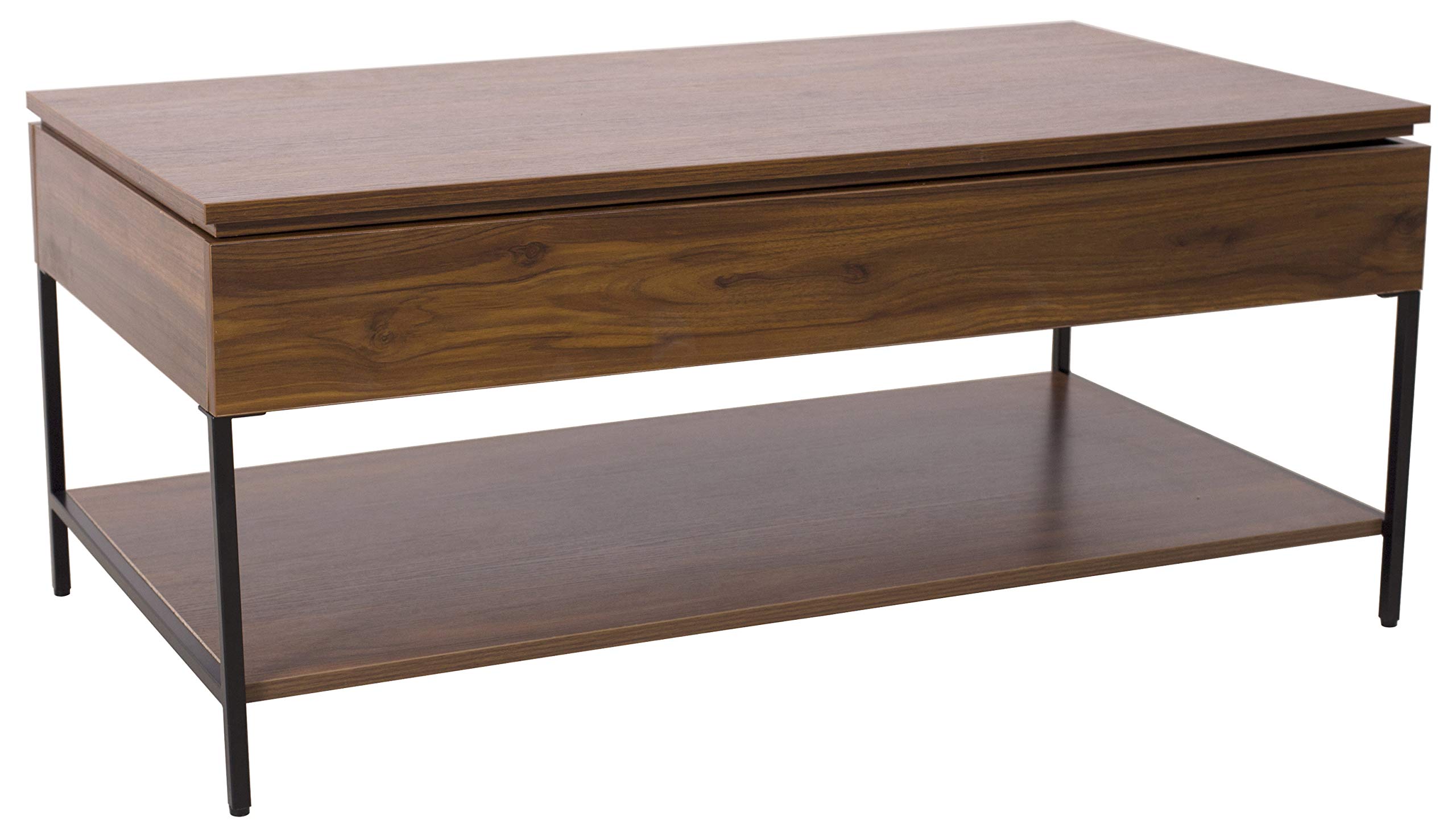 Amazon Brand – Ravenna Home Heights Wood Lift Top Storage Coffee Table, 43.3"W, Dark Oak