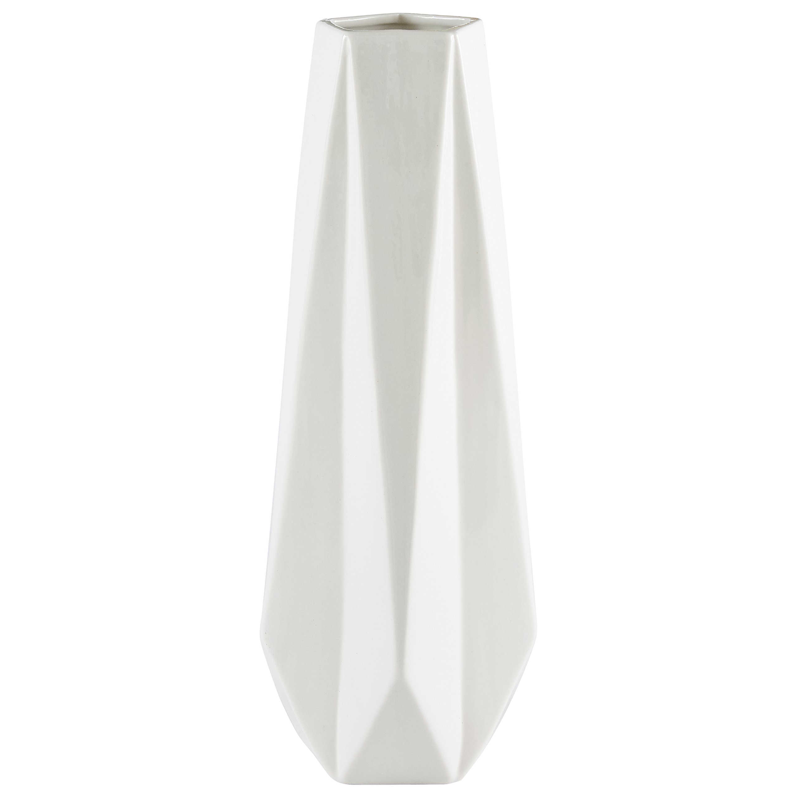 Amazon Brand – Rivet Modern Angled Stoneware Vase, 14.4"H, White