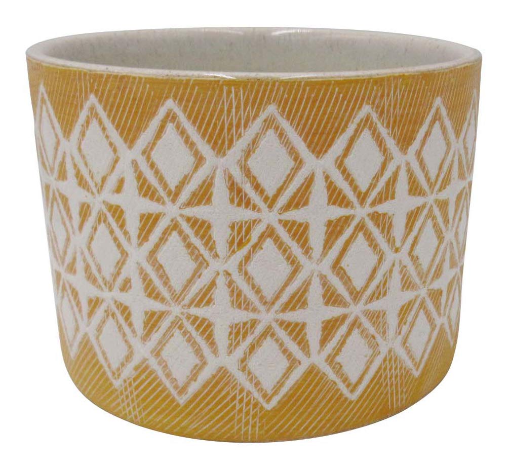 Amazon Brand – Rivet Geometric Ceramic Planter, 8.625"H, Golden Yellow